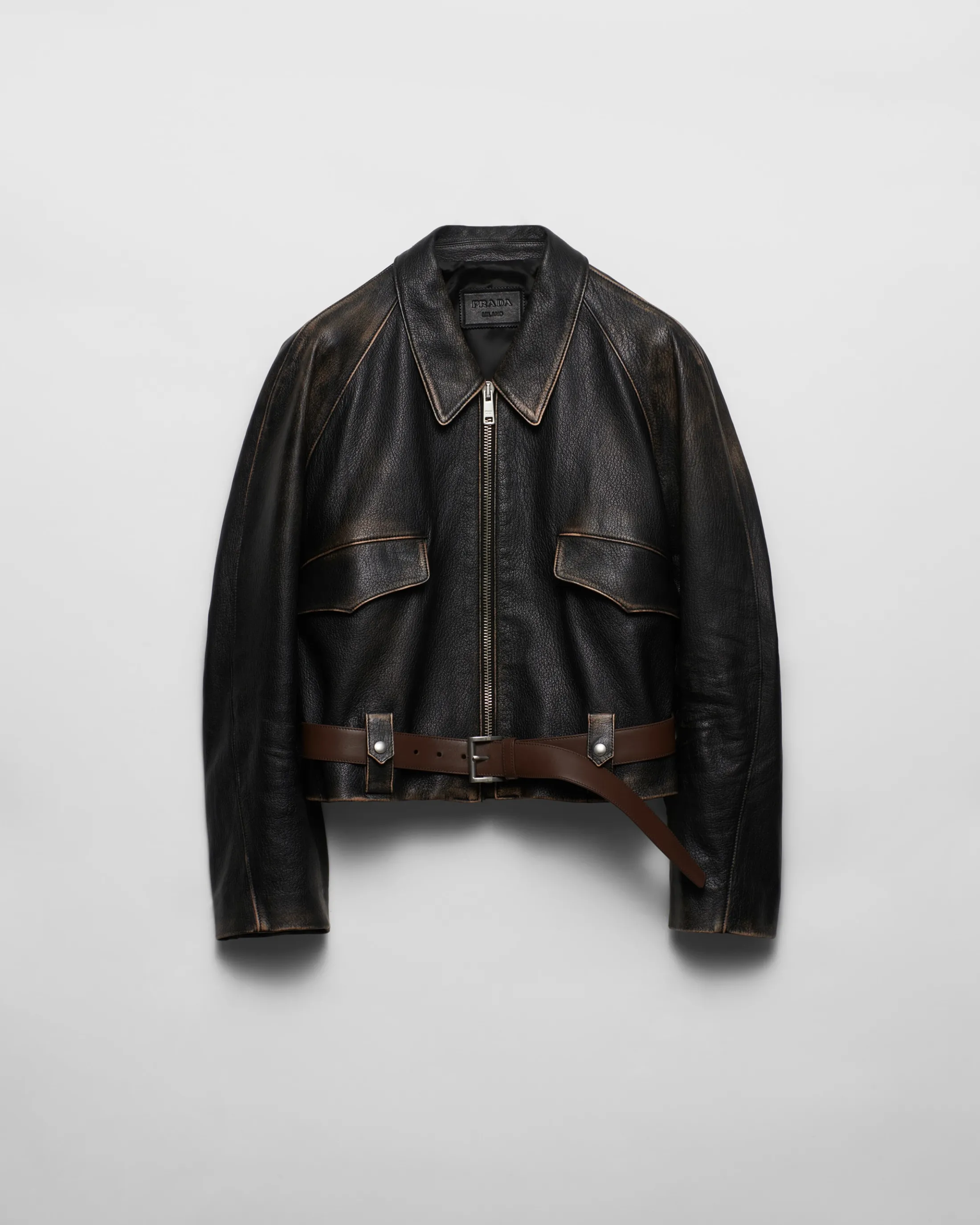 Prada Leather jacket Black Best Sale