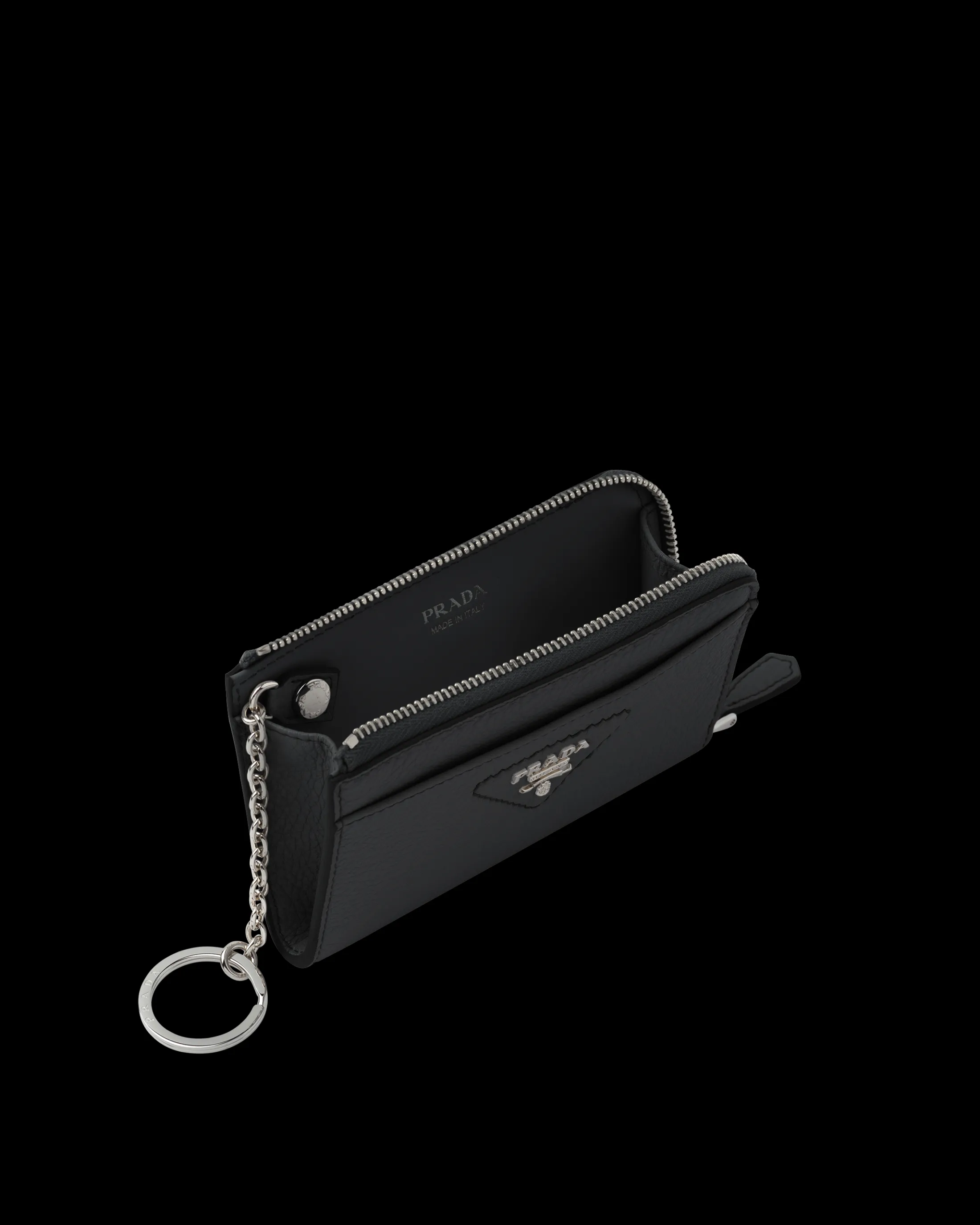 Prada Leather key case Black Flash Sale