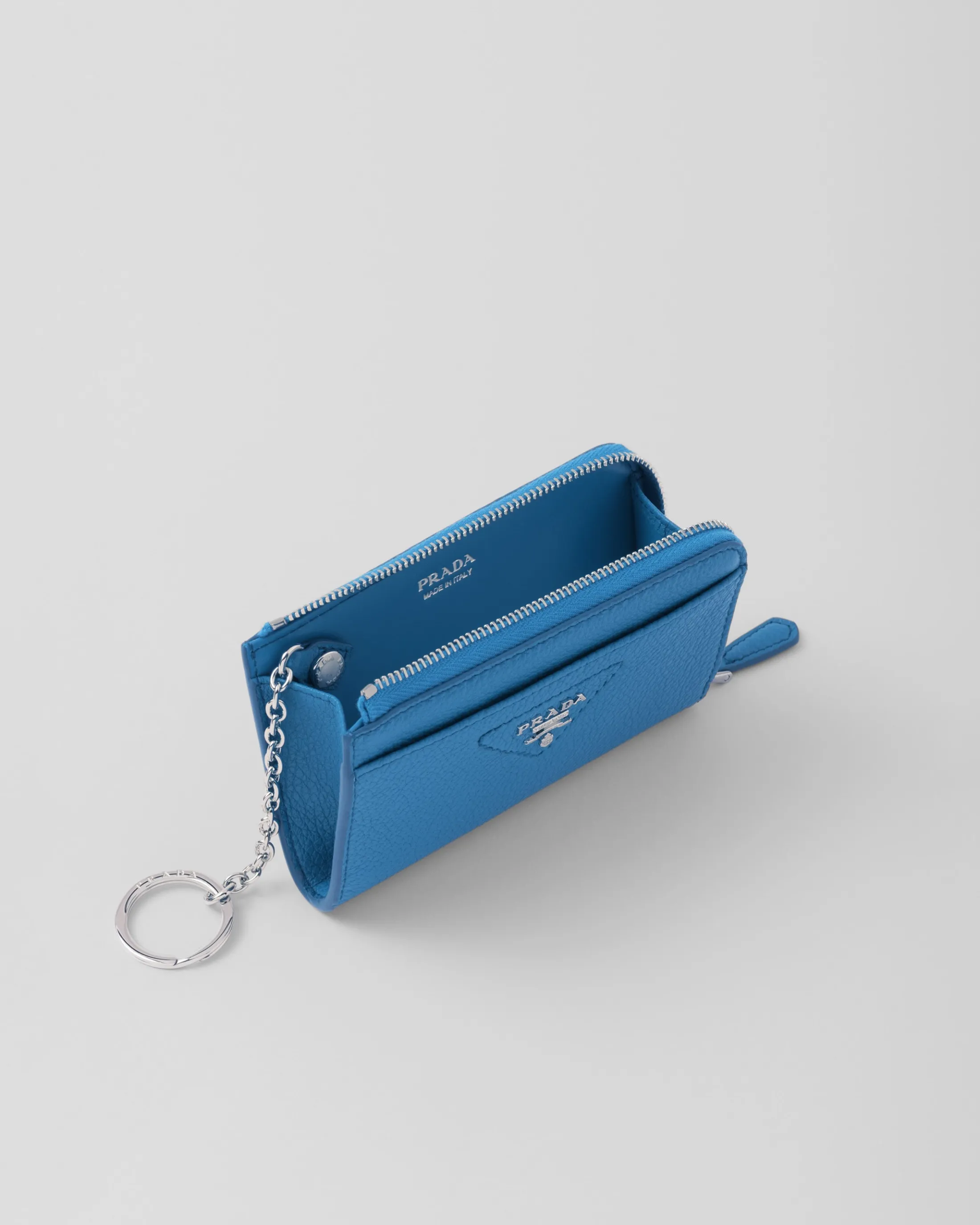 Prada Leather key case Lightblue Best Sale