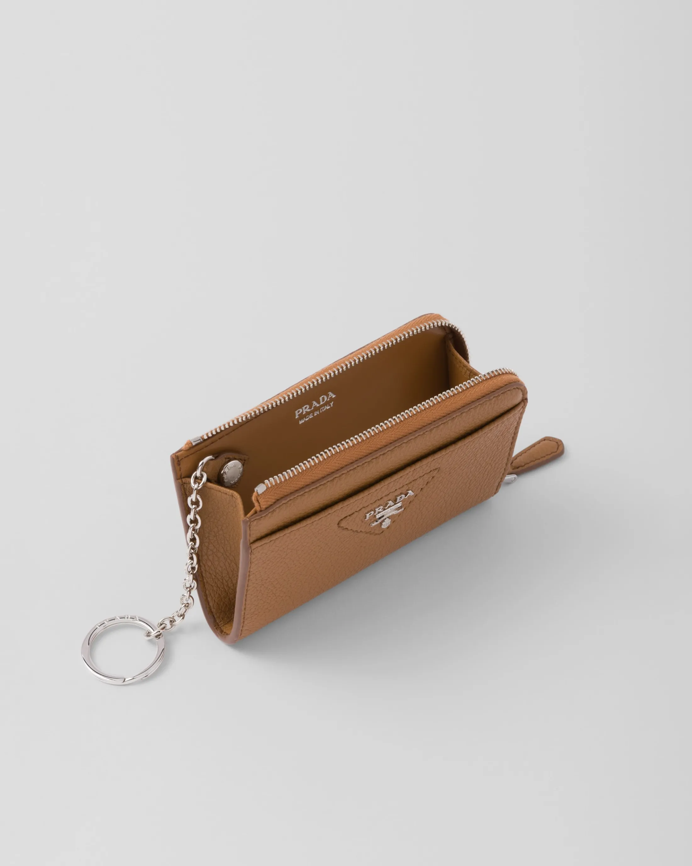 Prada Leather key case Caramel Online