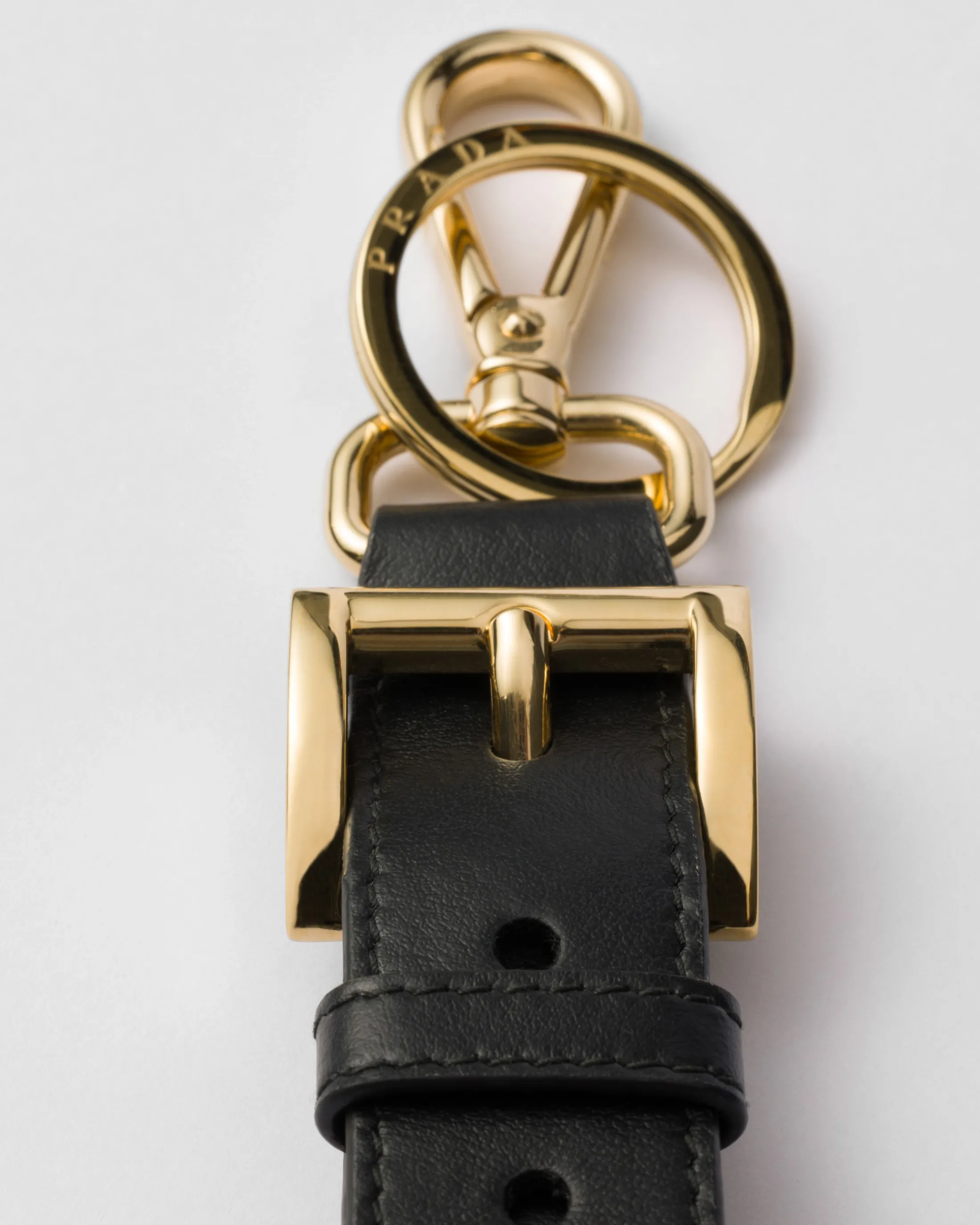 Prada Leather key ring Black Fashion