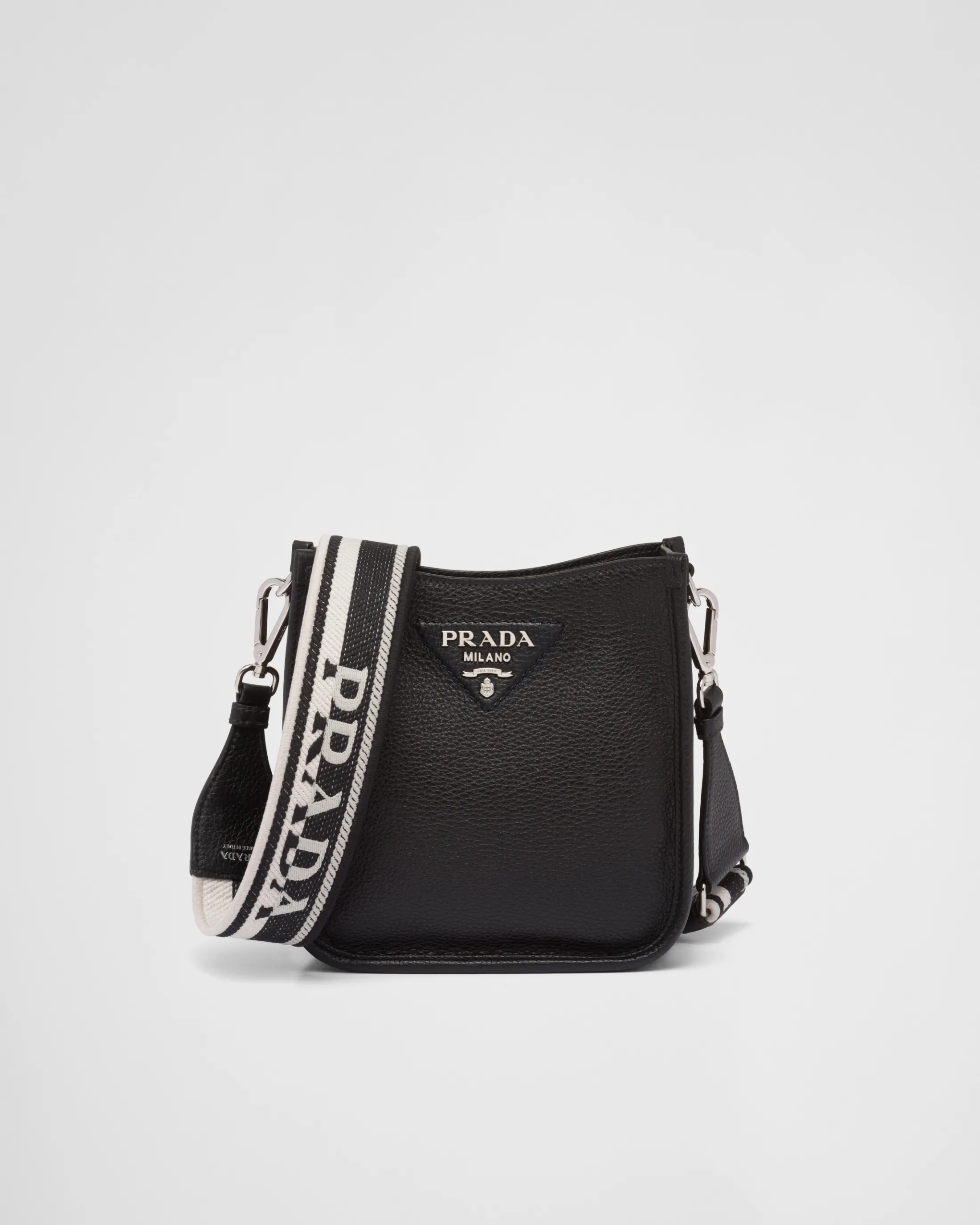 Prada Leather mini shoulder bag Black Best Sale