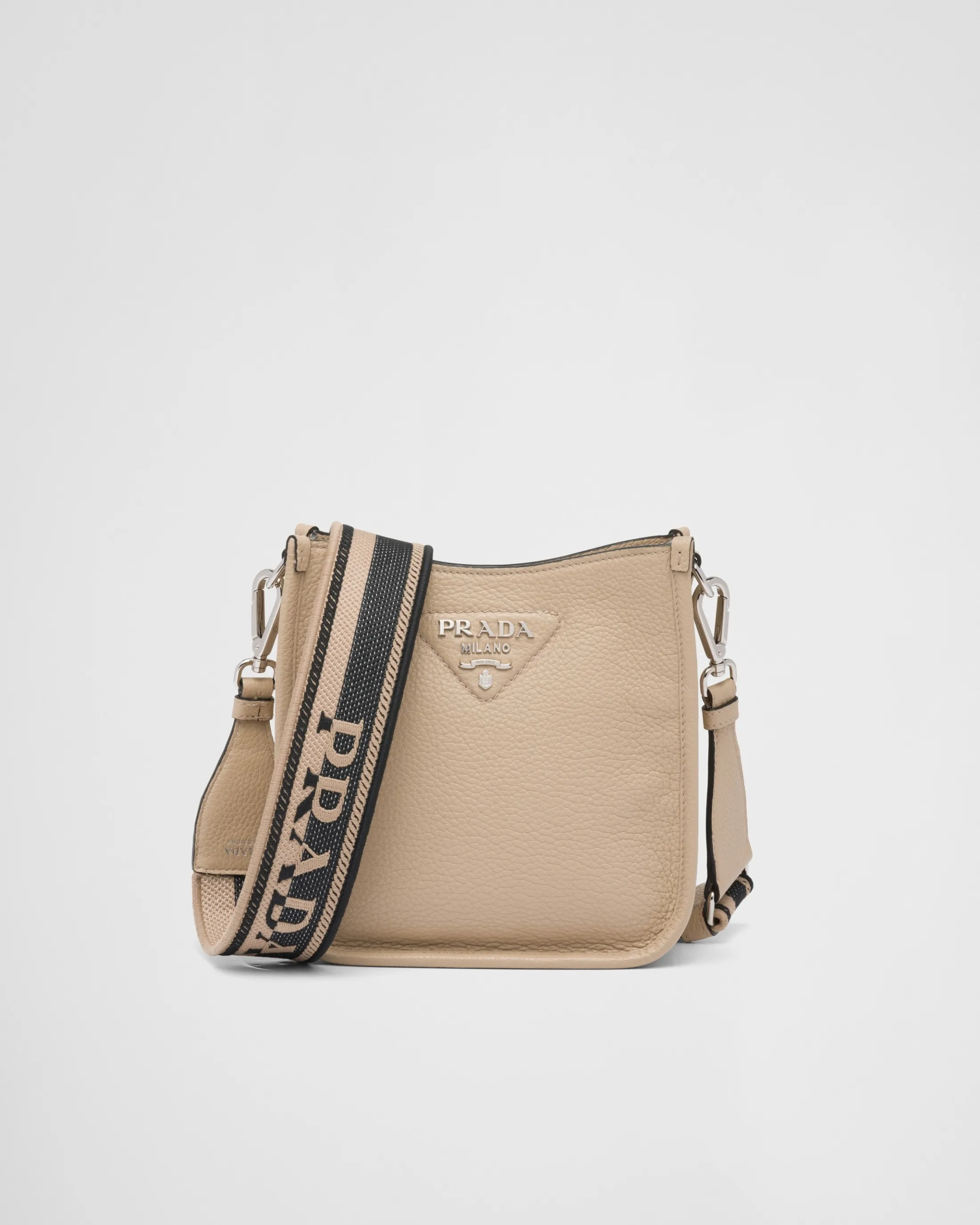 Prada Leather mini shoulder bag Sand Cheap