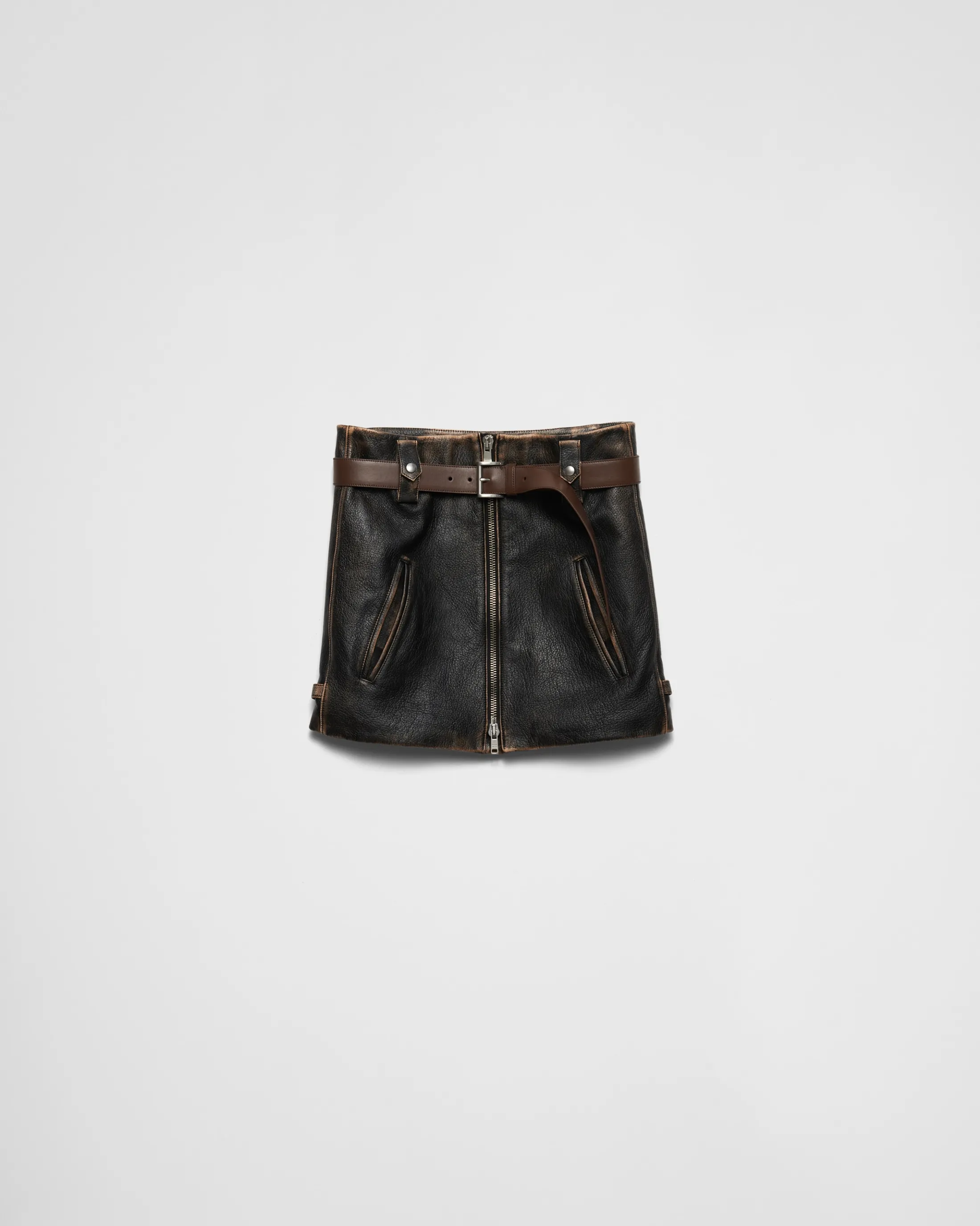 Prada Leather miniskirt Black Sale