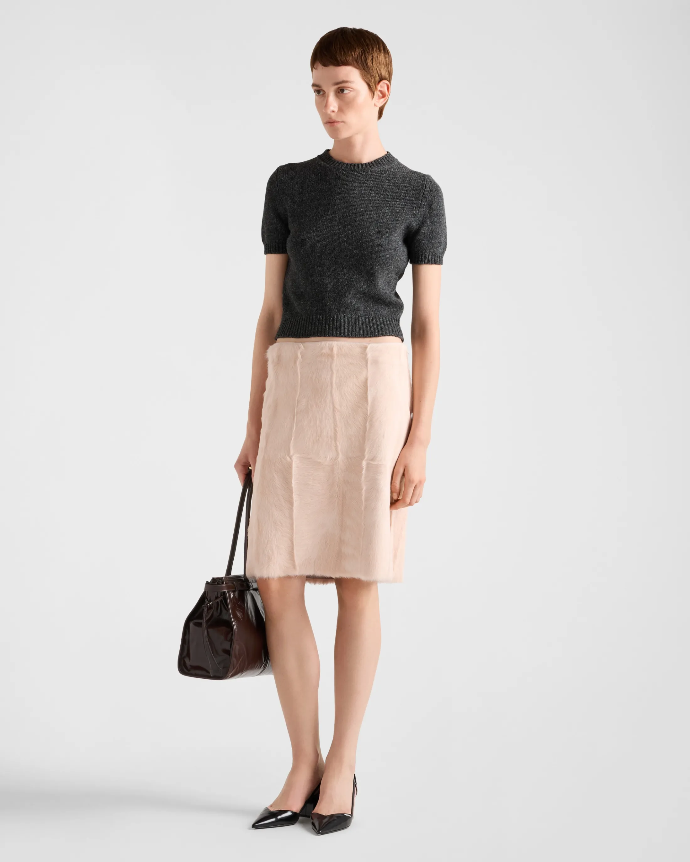 Prada Leather skirt Peach Cheap