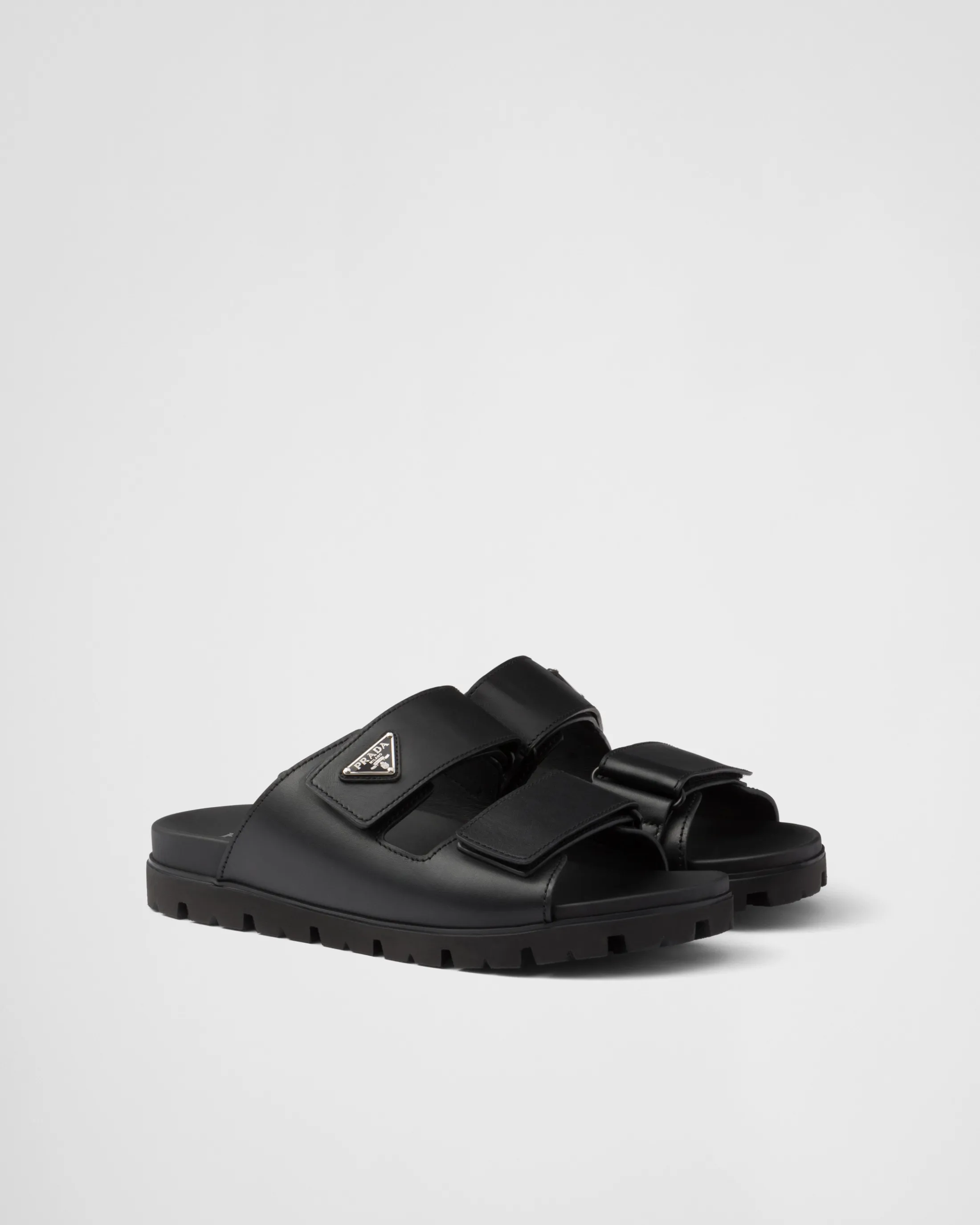 Prada Leather strap sandals Black New