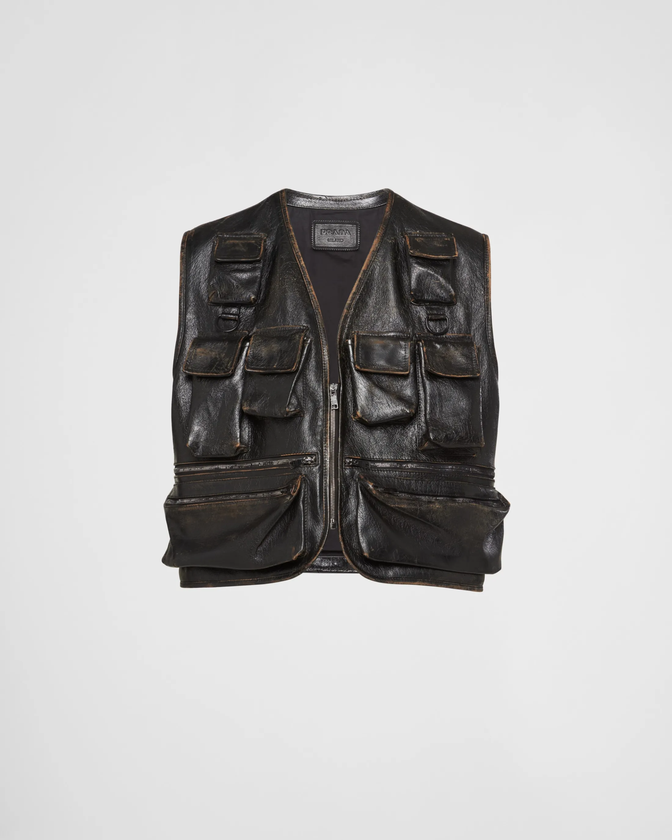 Prada Leather vest Black Discount