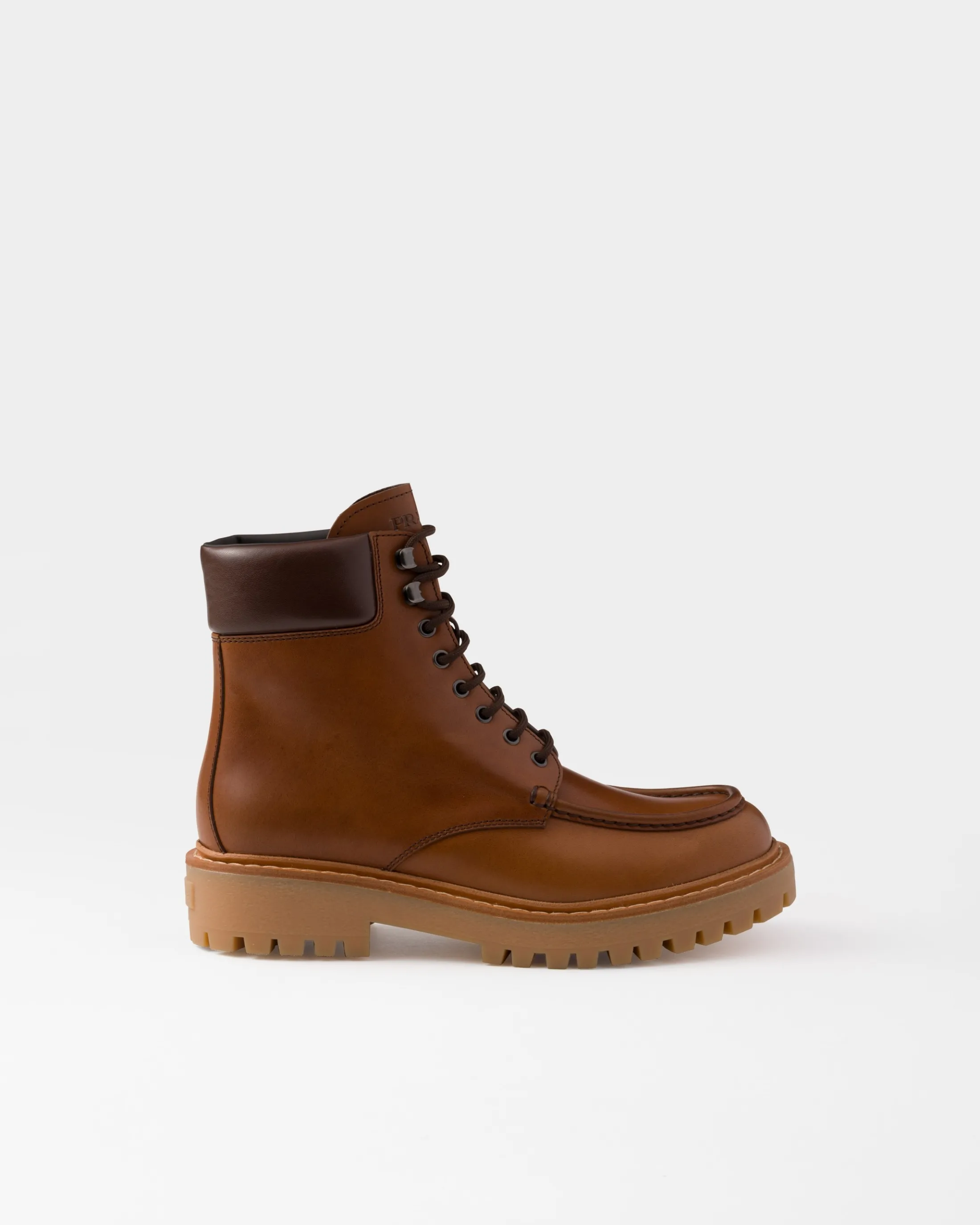 Prada Leather work boots Cognac Cheap