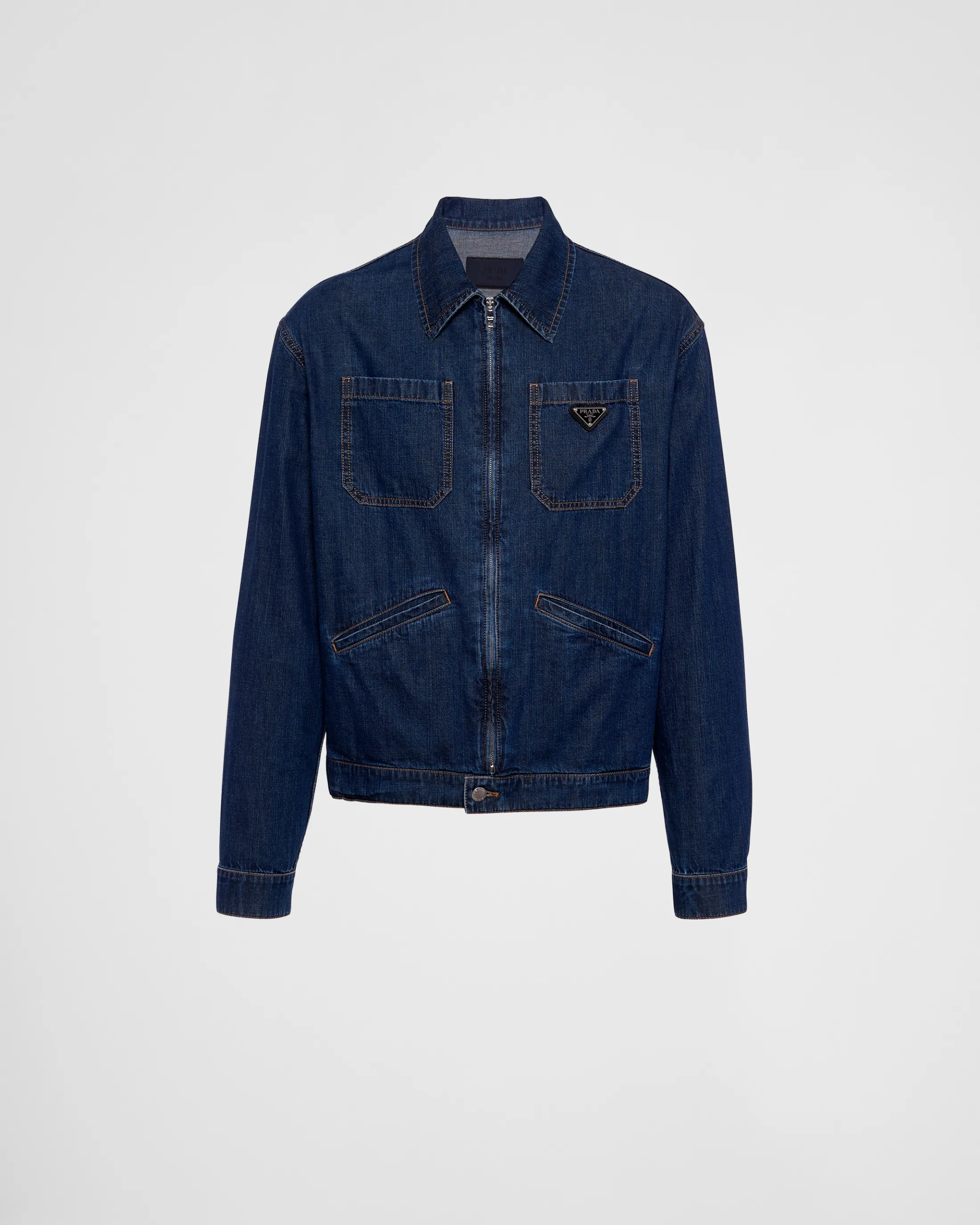 Prada Light denim zipper jacket Navy Cheap