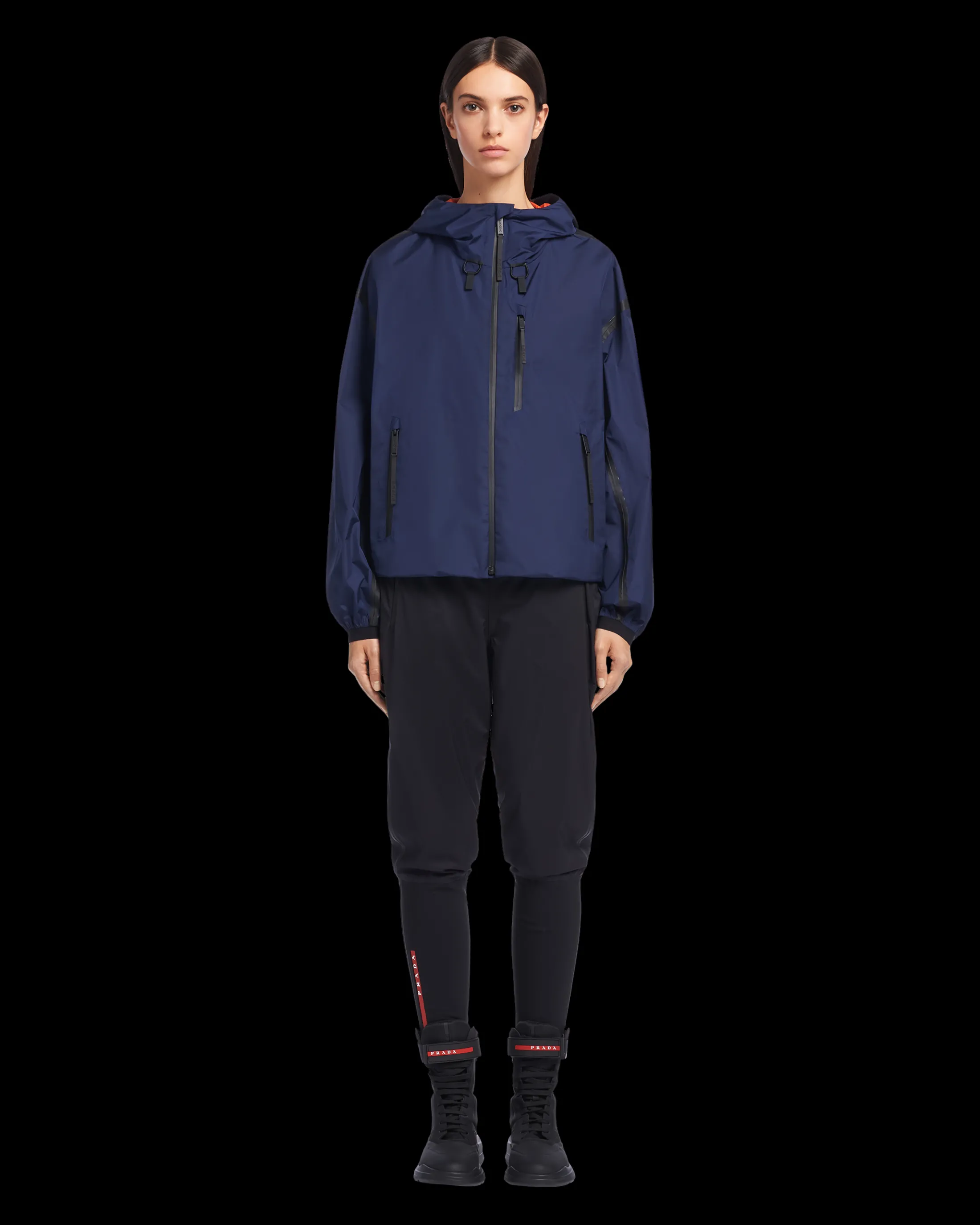 Prada Light Extreme-Tex hooded jacket Navy Discount