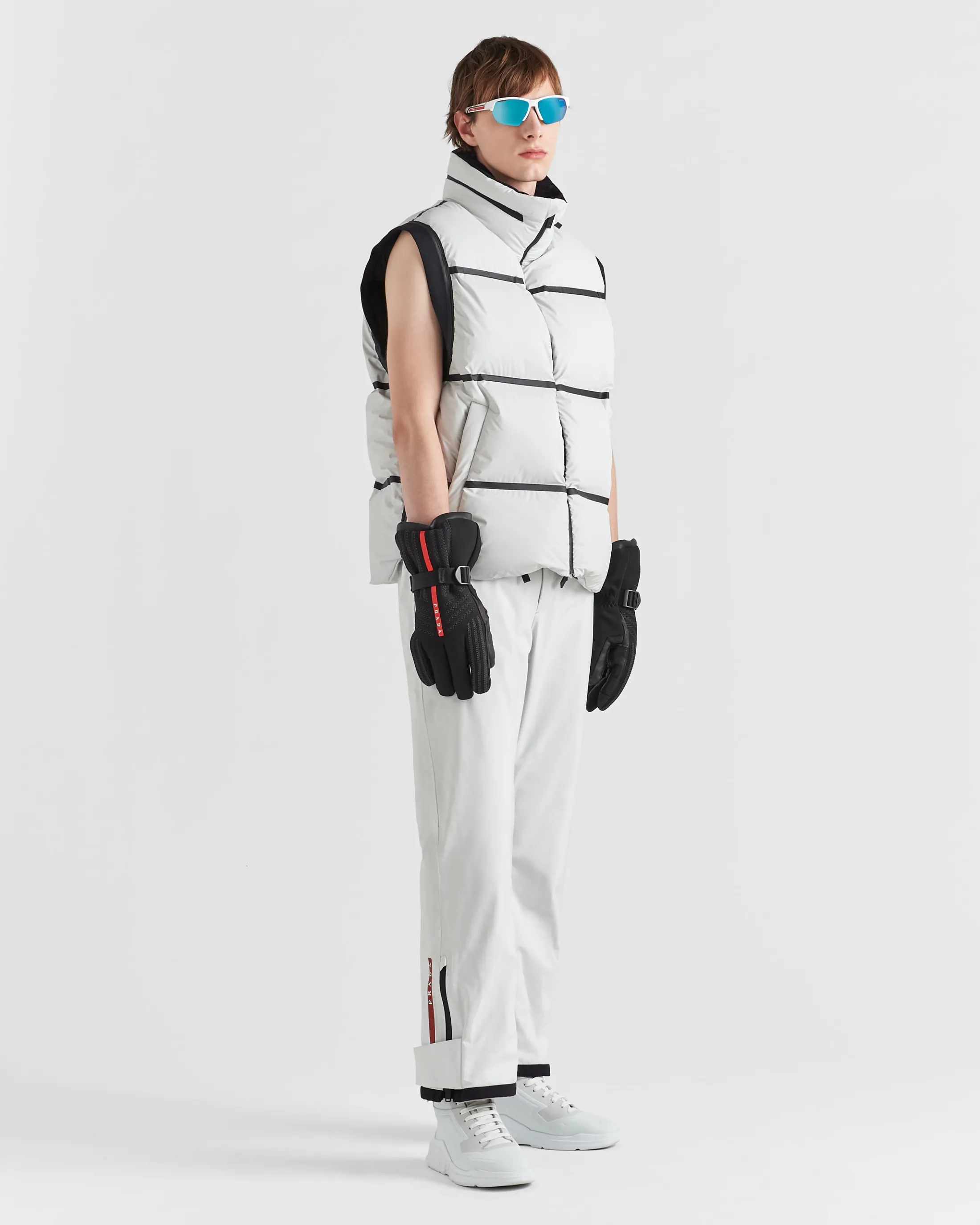 Prada Light technical fabric down vest Chalkwhite Cheap