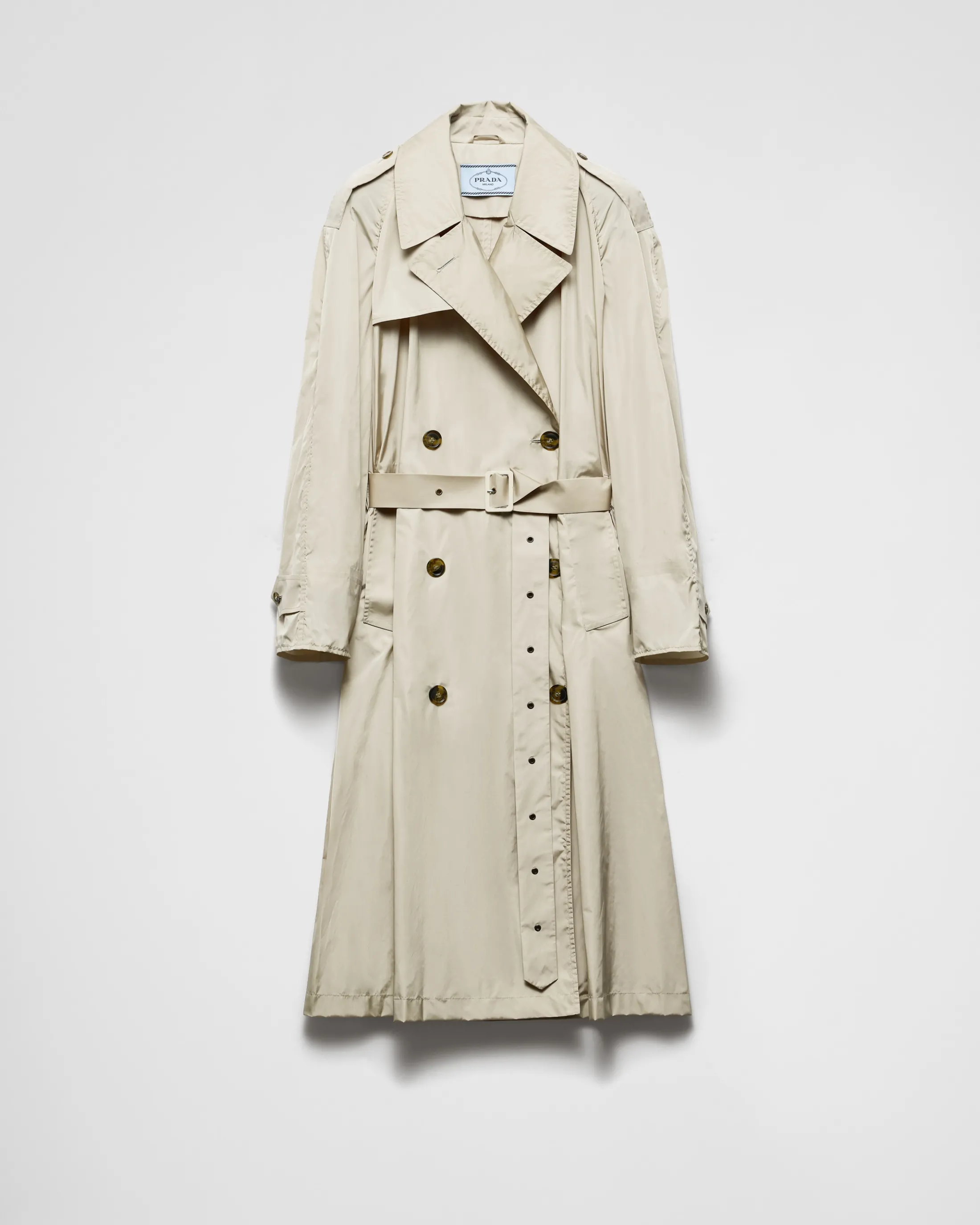 Prada Light technical fabric trench coat Agave Outlet