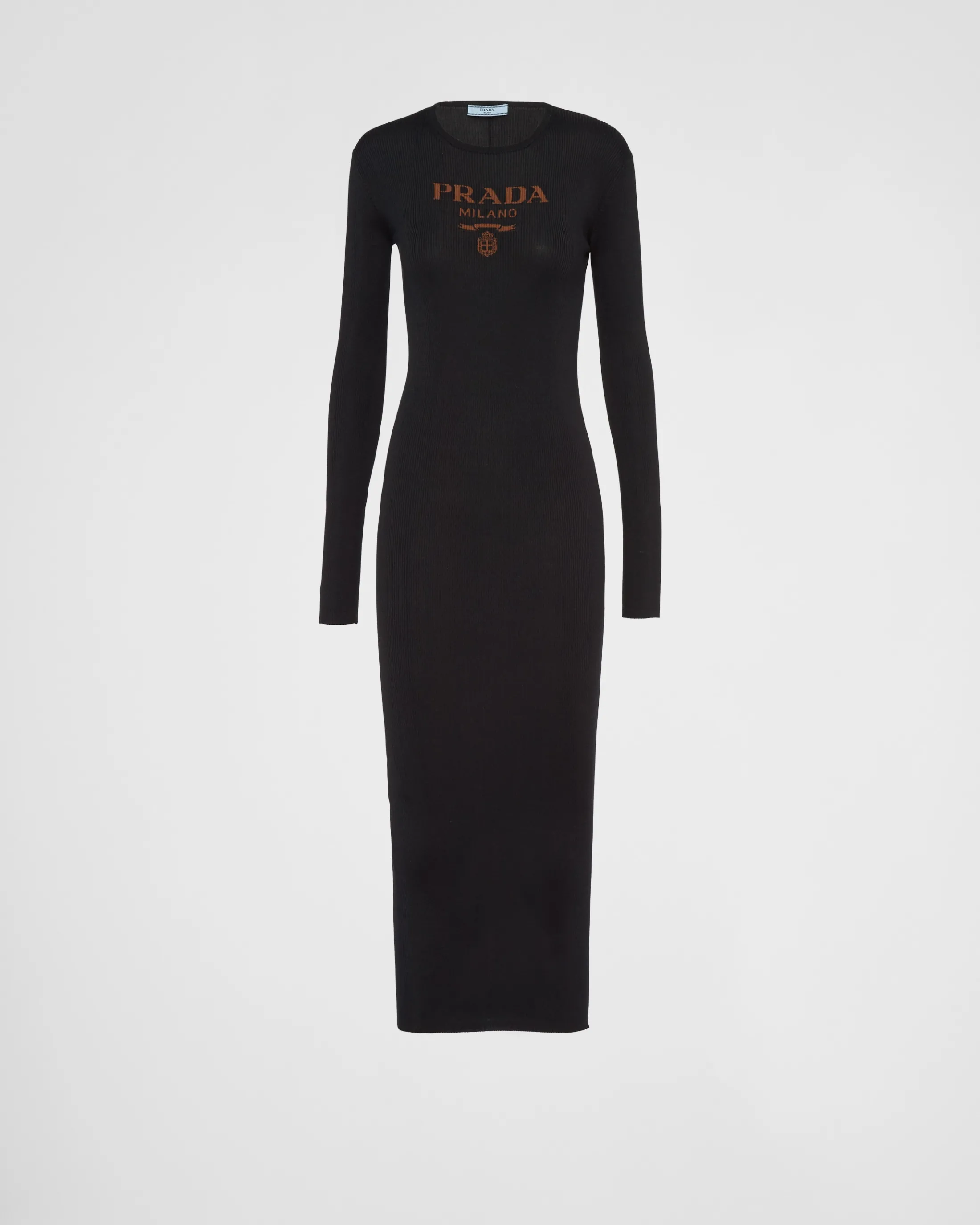 Prada Long silk knit dress Black Store