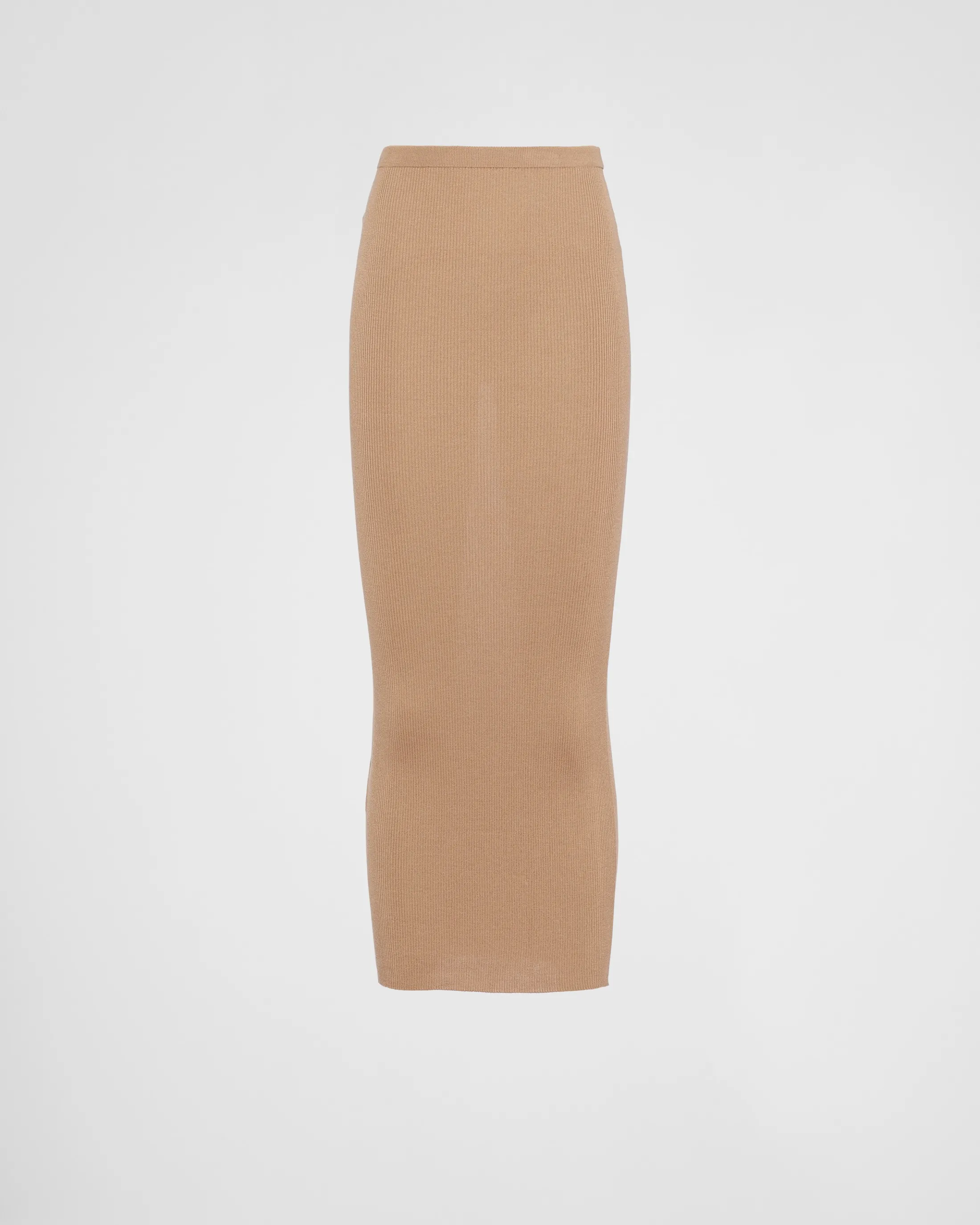 Prada Long silk knit skirt Camelbrown Fashion