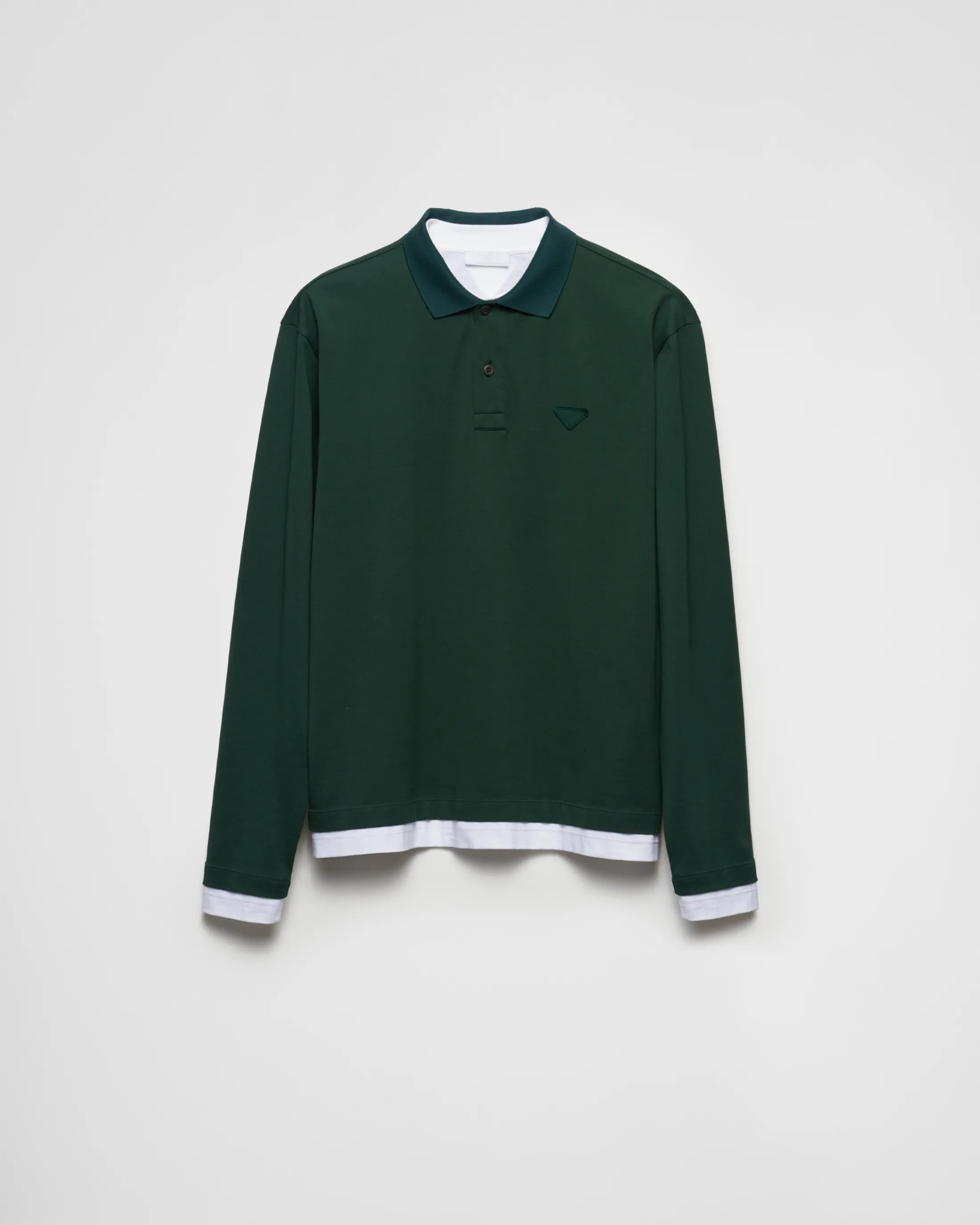 Prada Long-sleeved cotton polo shirt Firgreen Best