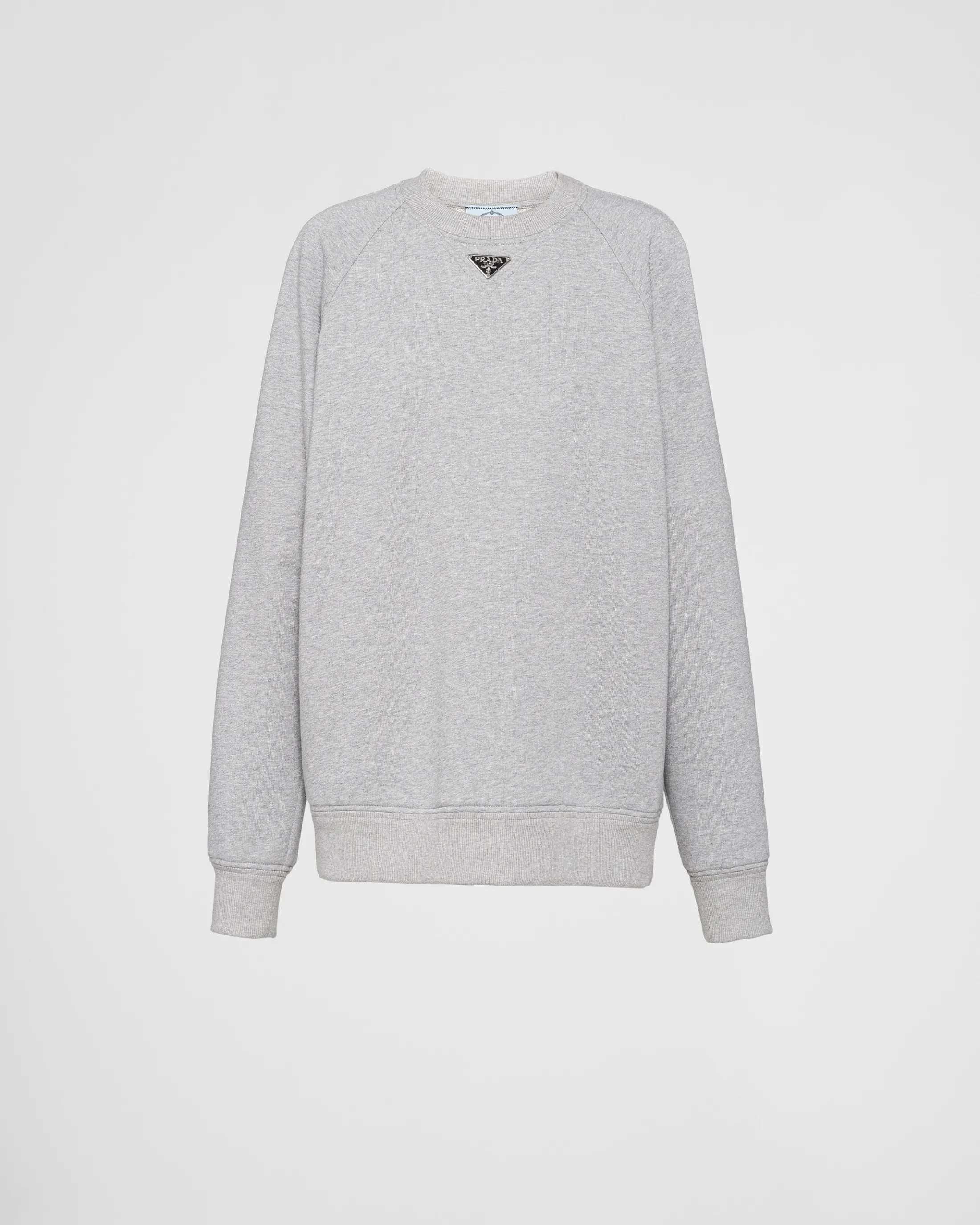 Prada Long-sleeved cotton sweatshirt Grey Flash Sale