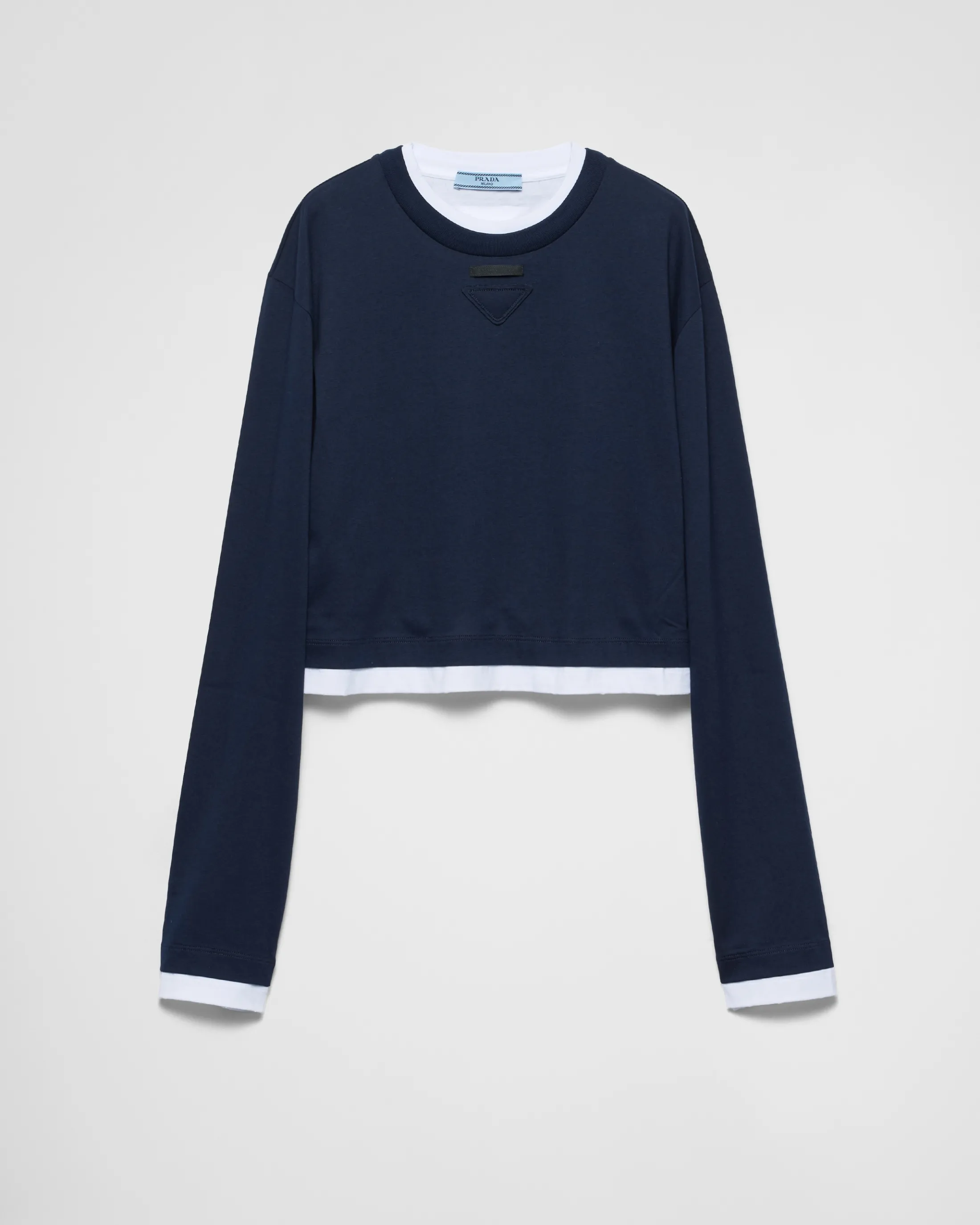 Prada Long-sleeved jersey T-shirt Navy New