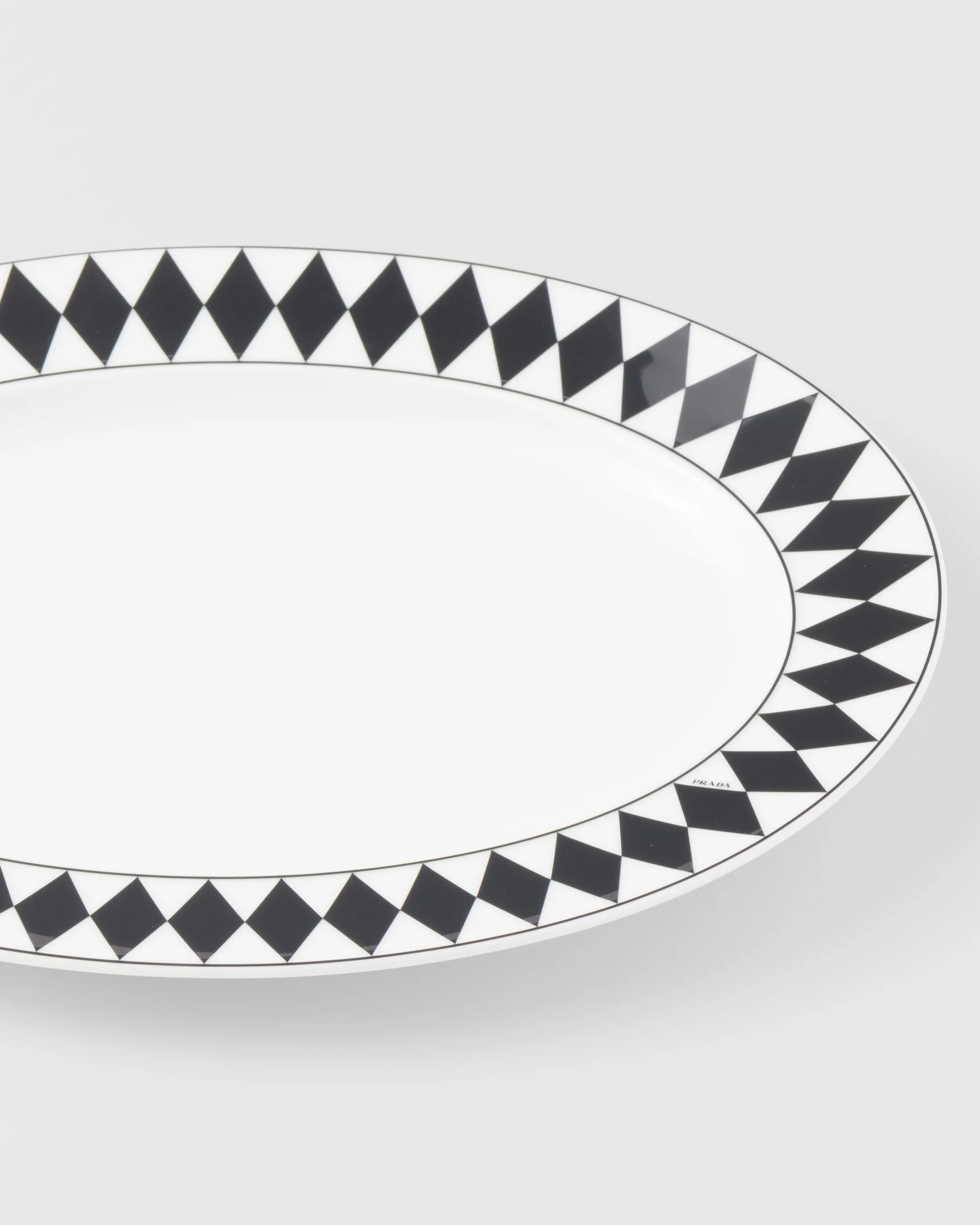 Prada Medium porcelain serving plate - Checkerboard White/black Best Sale