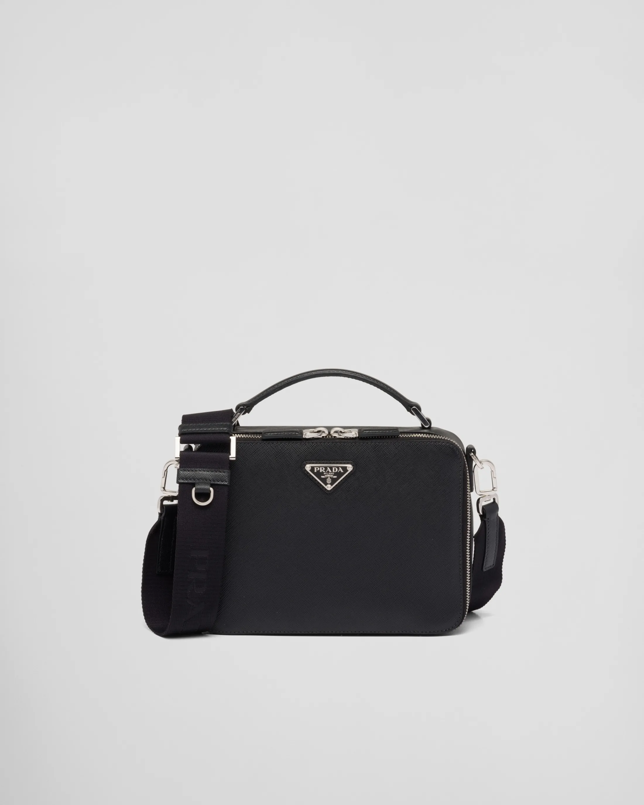 Prada Medium Brique Saffiano leather bag Black Online