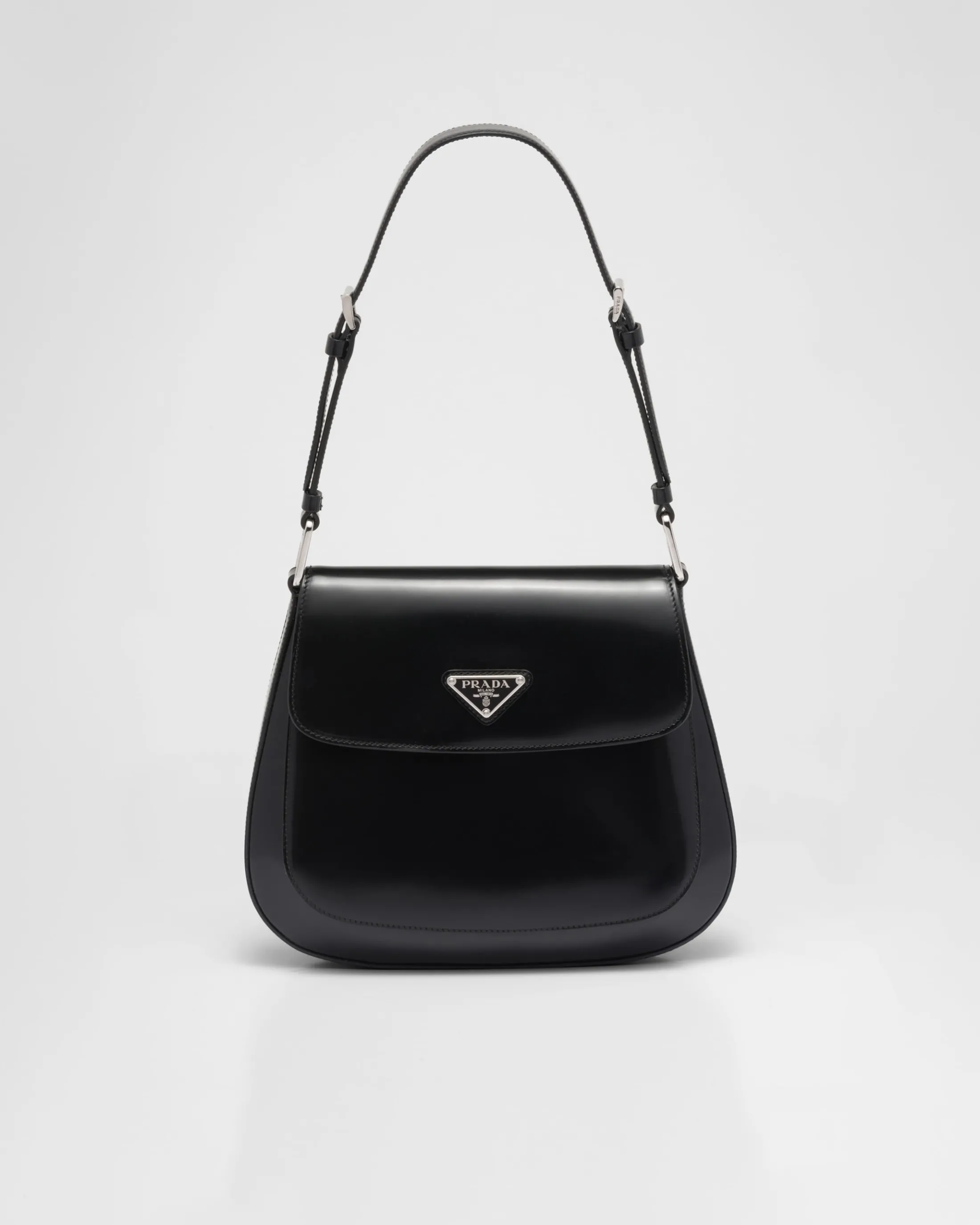 Prada Medium Cleo brushed leather shoulder bag Black Cheap