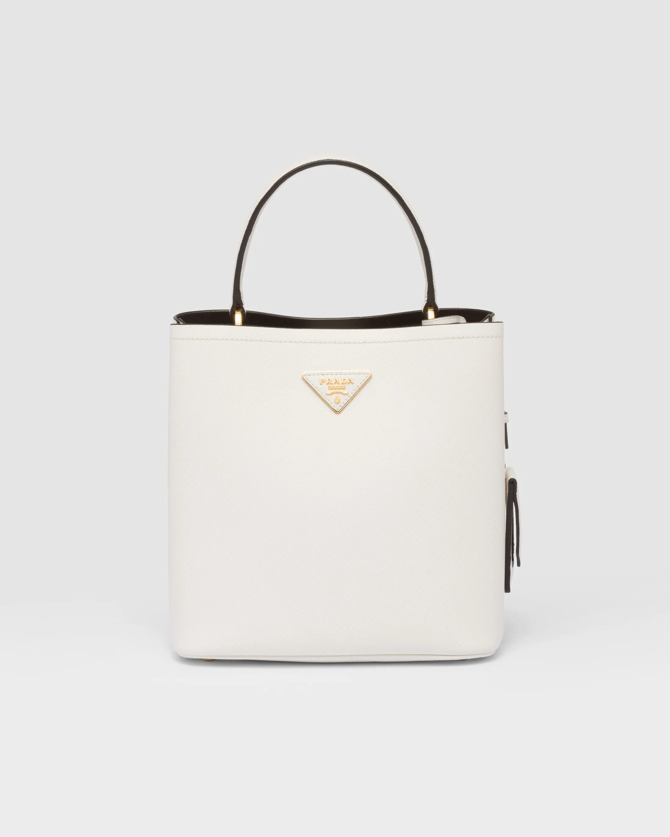 Prada Medium Saffiano Leather Panier Bag White/black Best