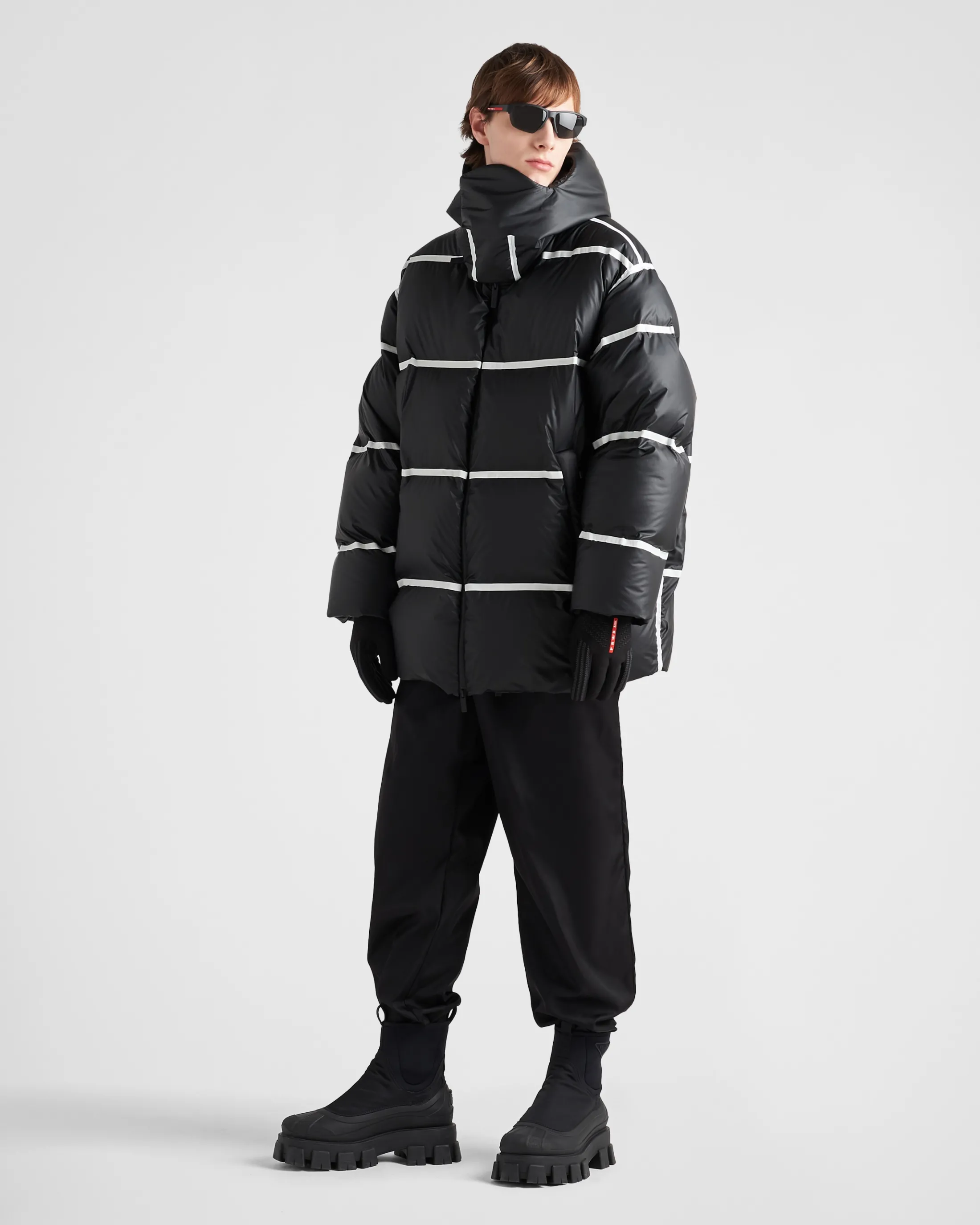 Prada Medium-weight light technical fabric down jacket Black Sale