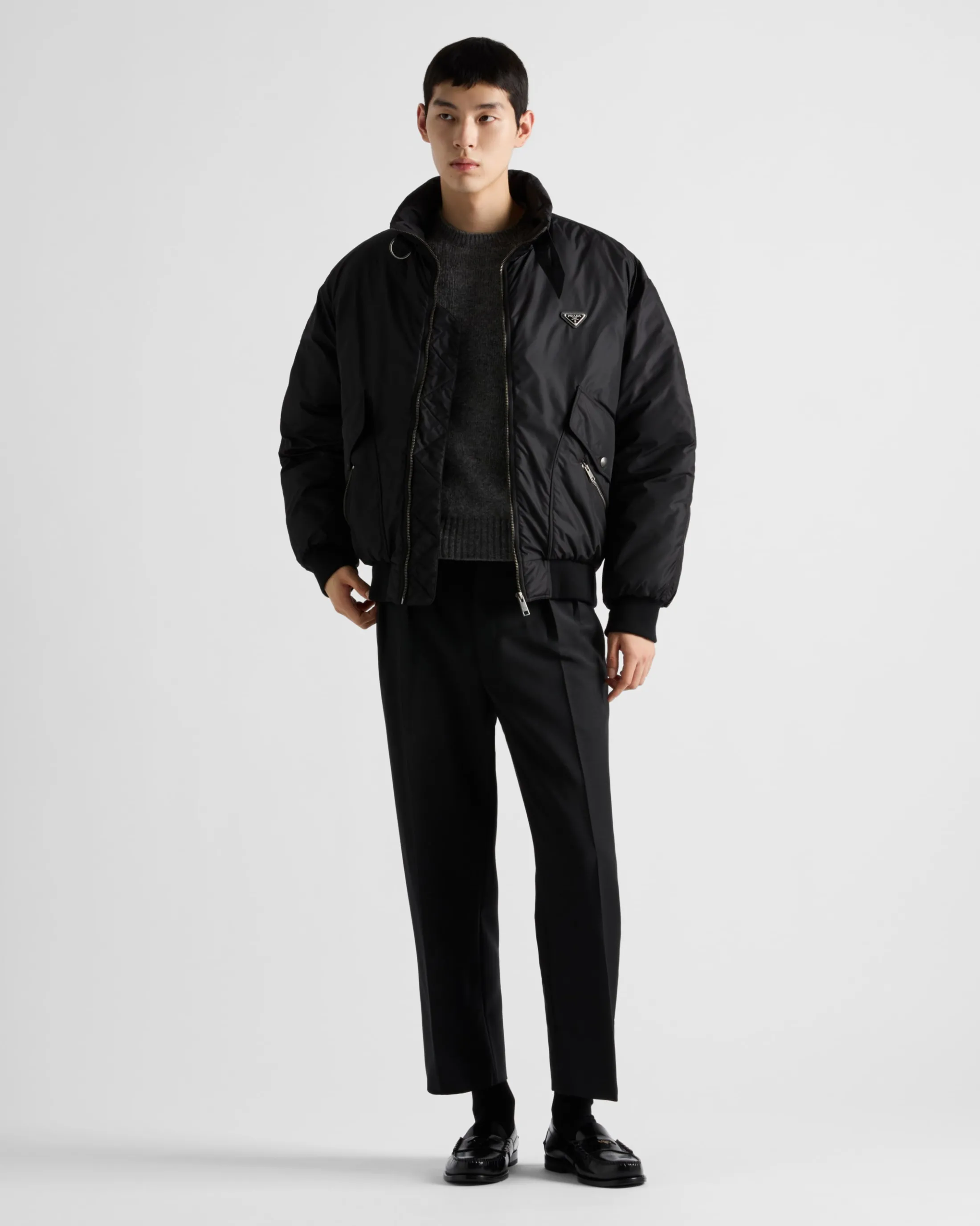 Prada Medium-weight Re-Nylon down jacket Black Cheap