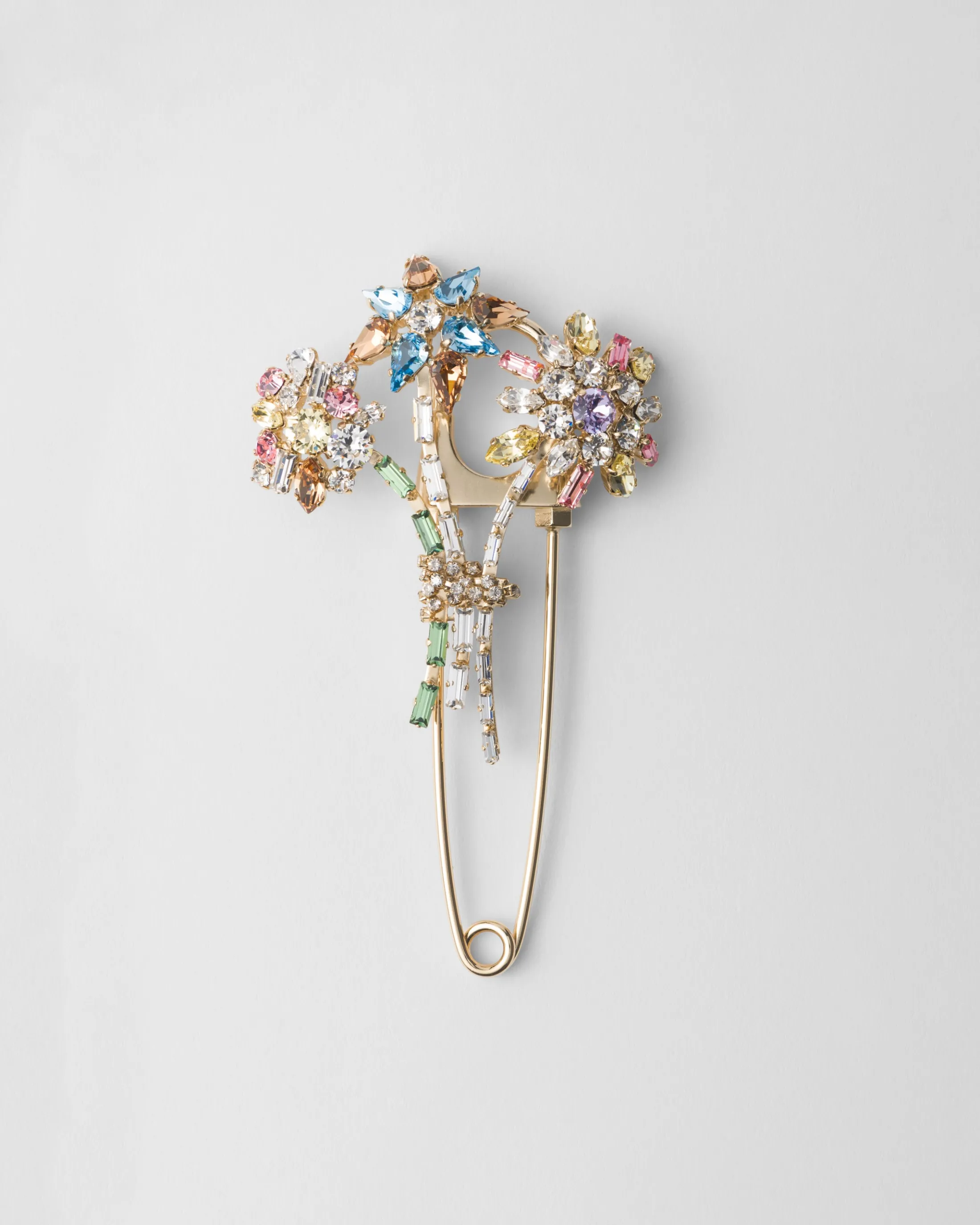 Prada Metal brooch with crystals Multicolored New