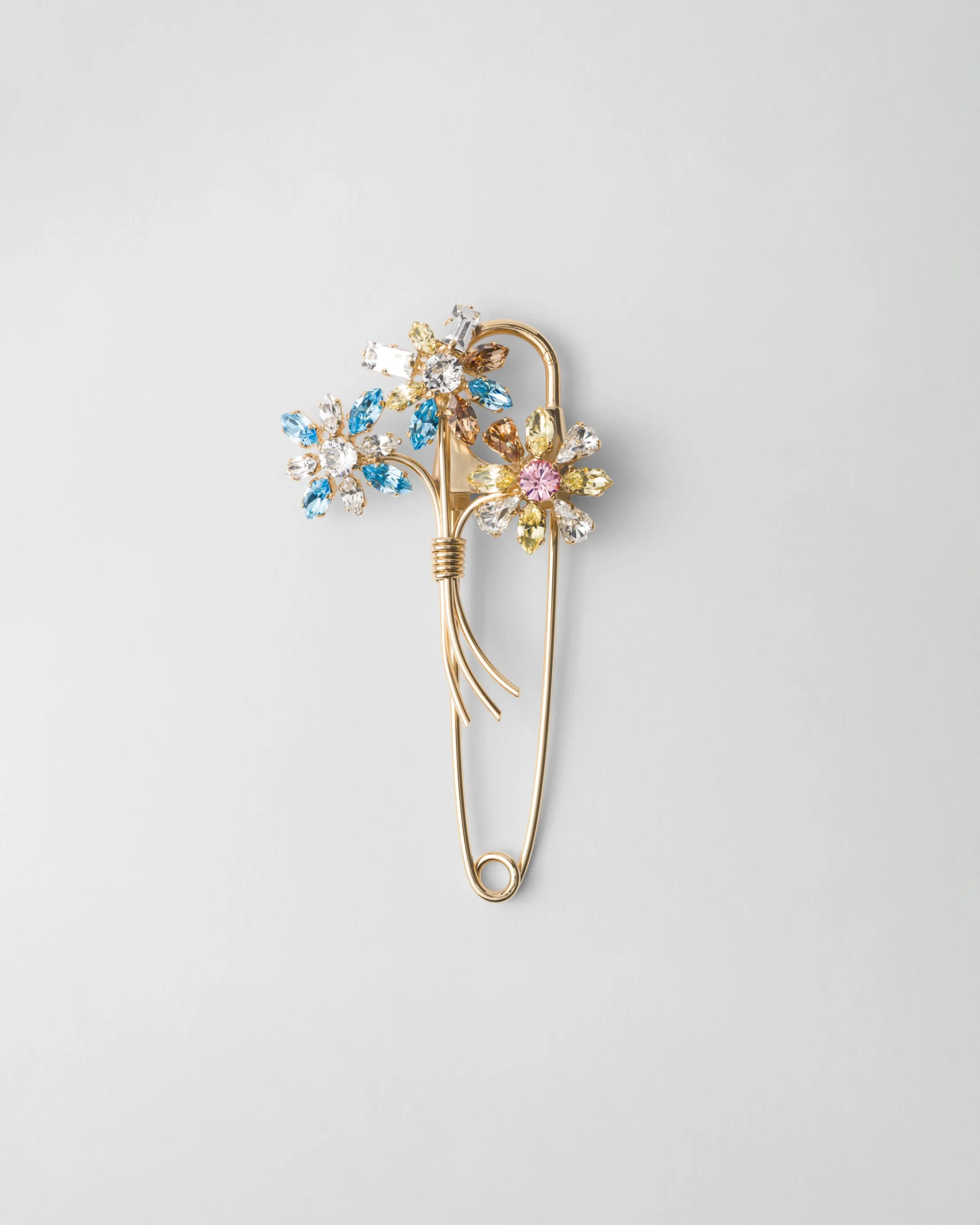 Prada Metal brooch with crystals Multicolored Clearance