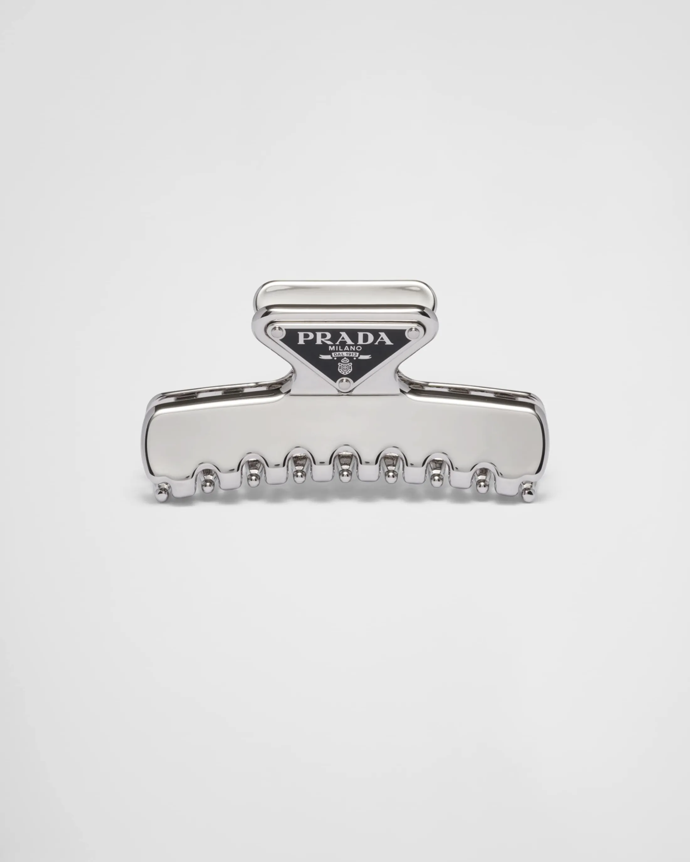 Prada Metal hair clip Steelgray Flash Sale