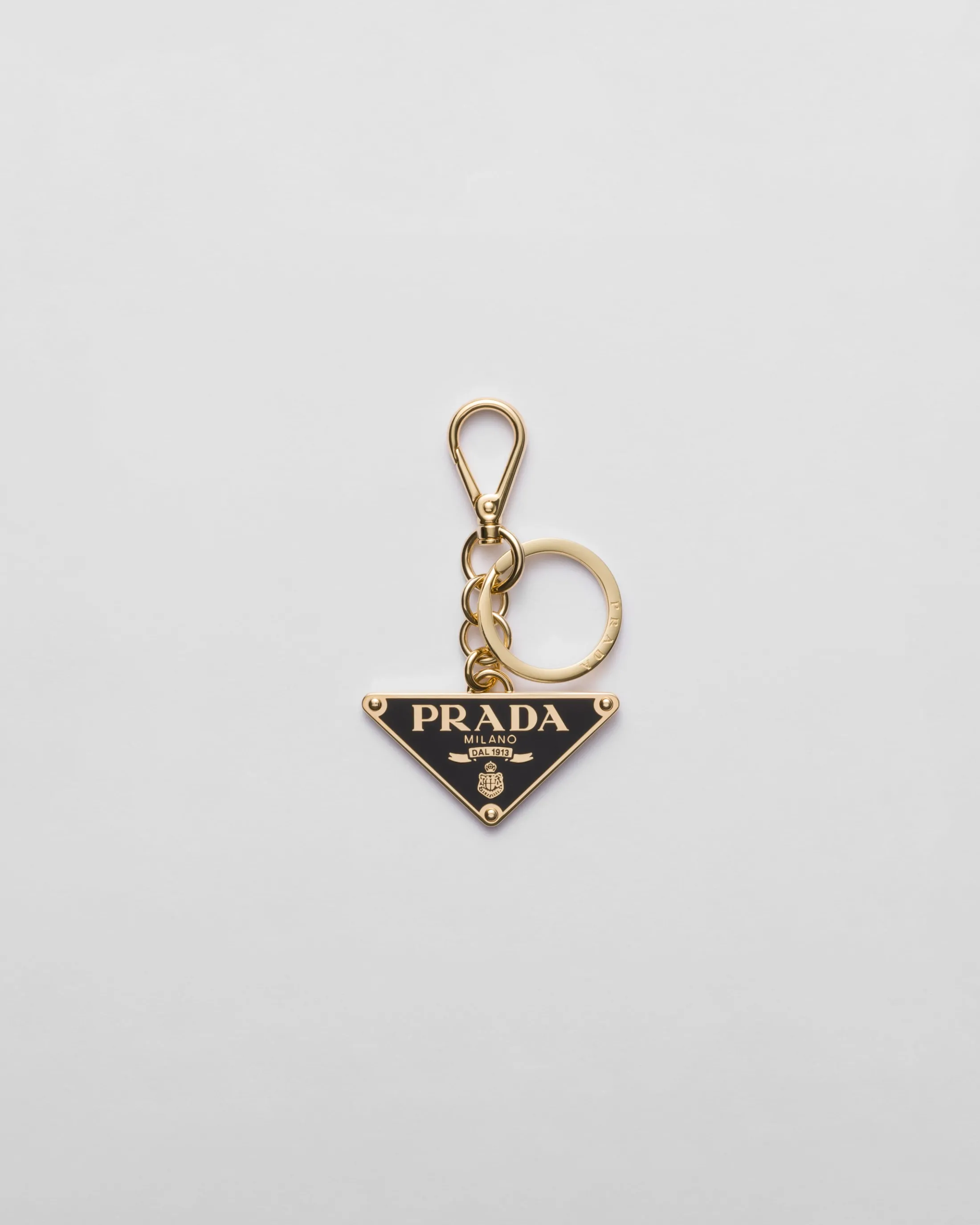 Prada Metal keychain Gold/black Cheap