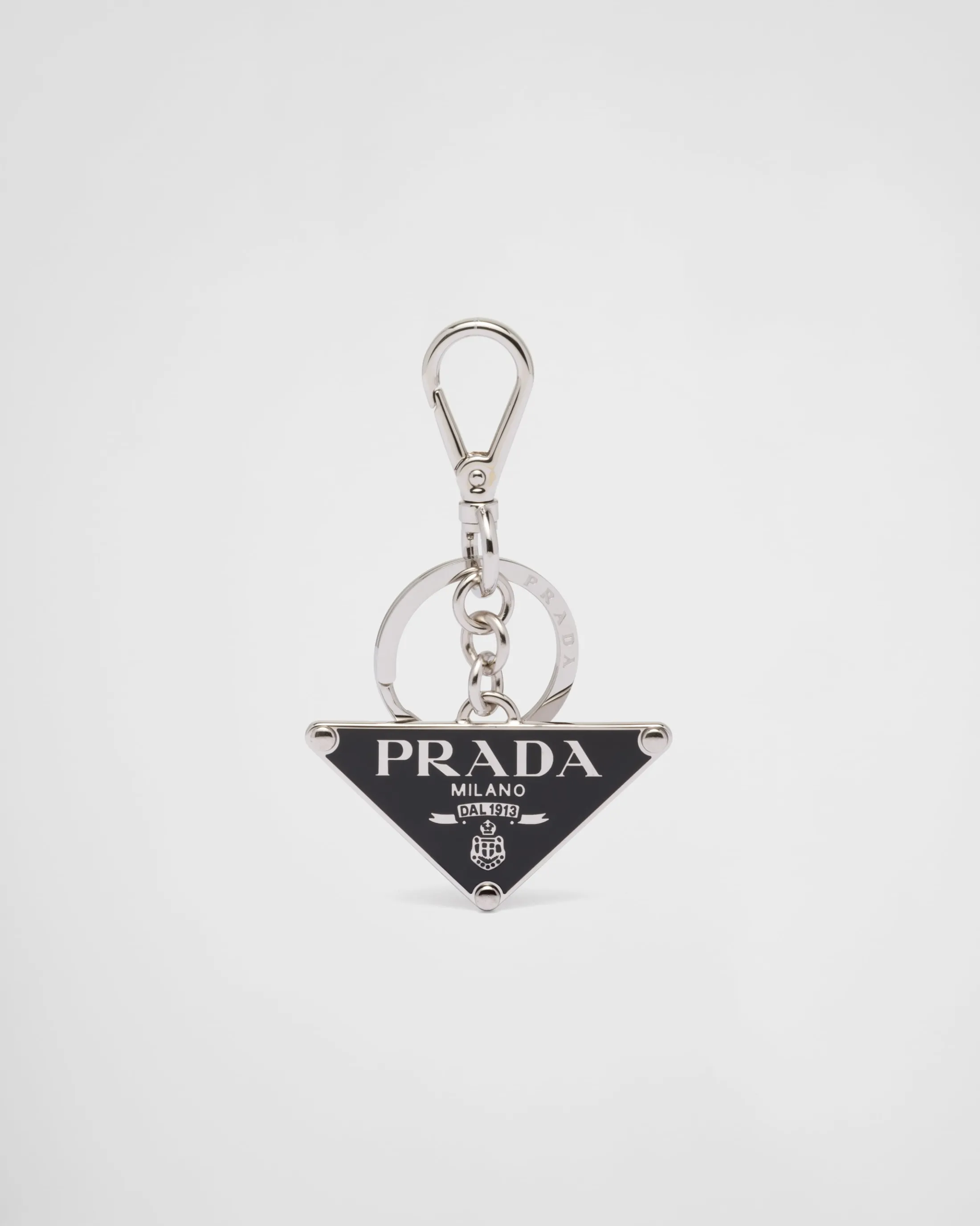 Prada Metal keychain Steel/black Cheap