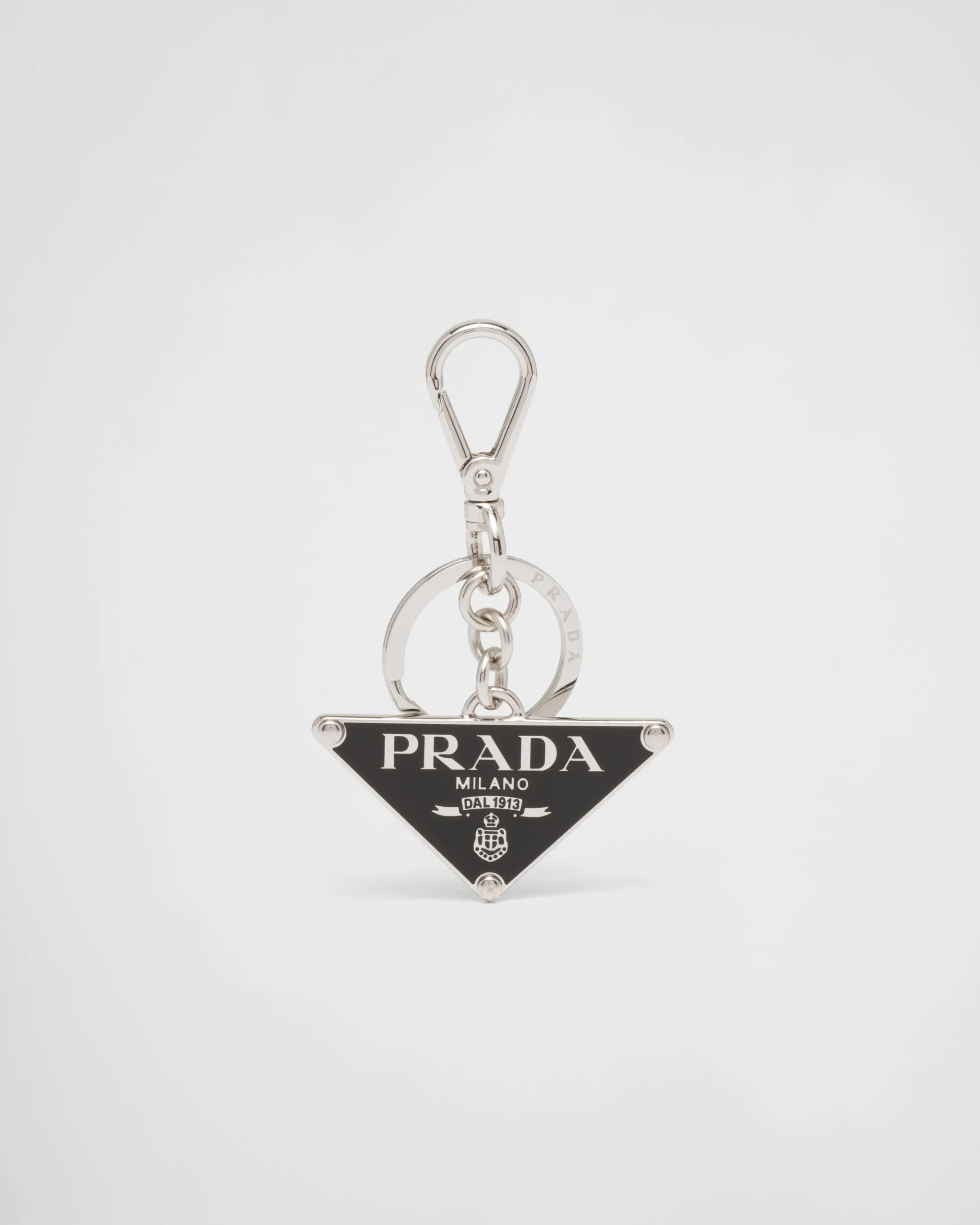 Prada Metal keychain Black Outlet