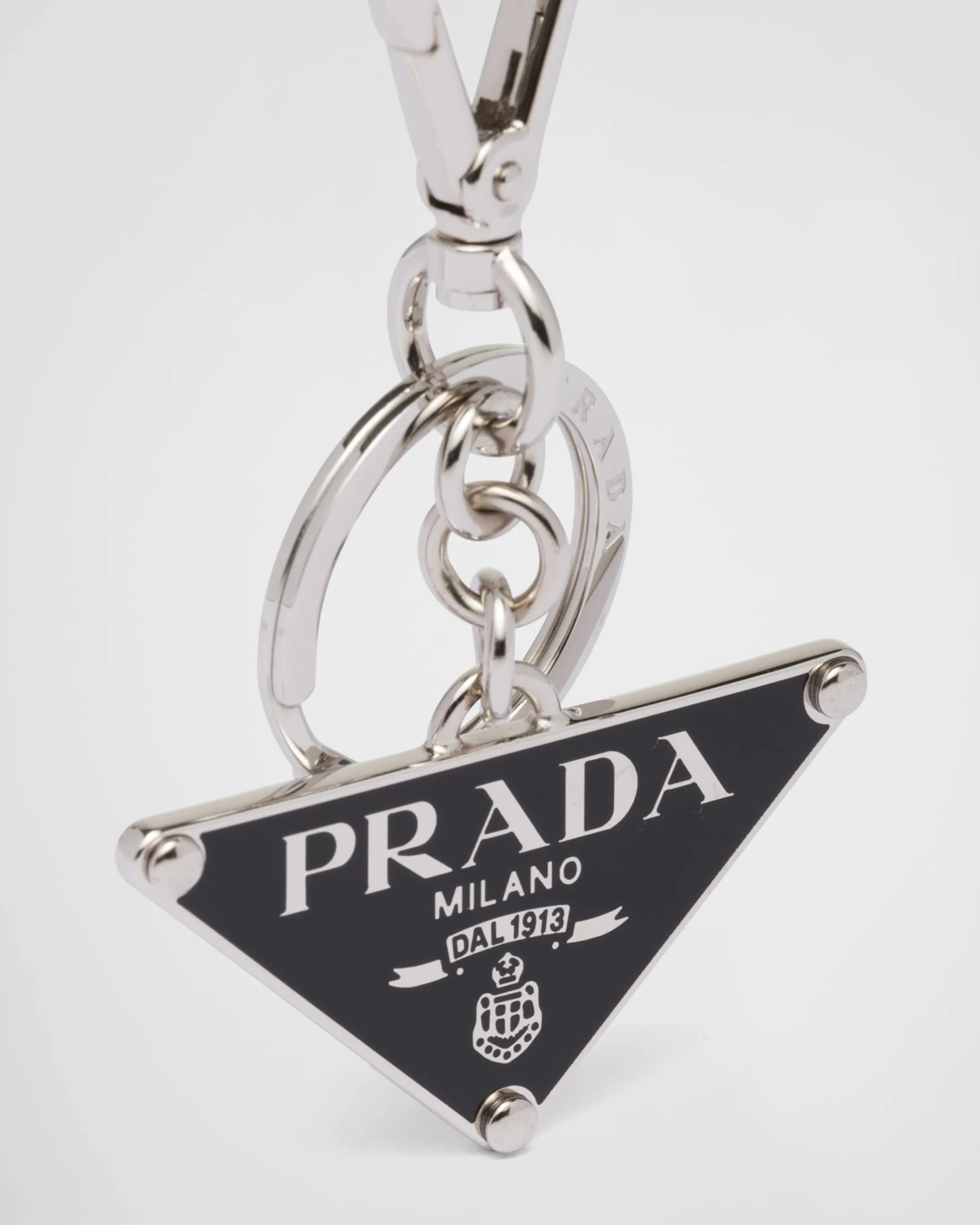 Prada Metal keychain Steel/black Cheap