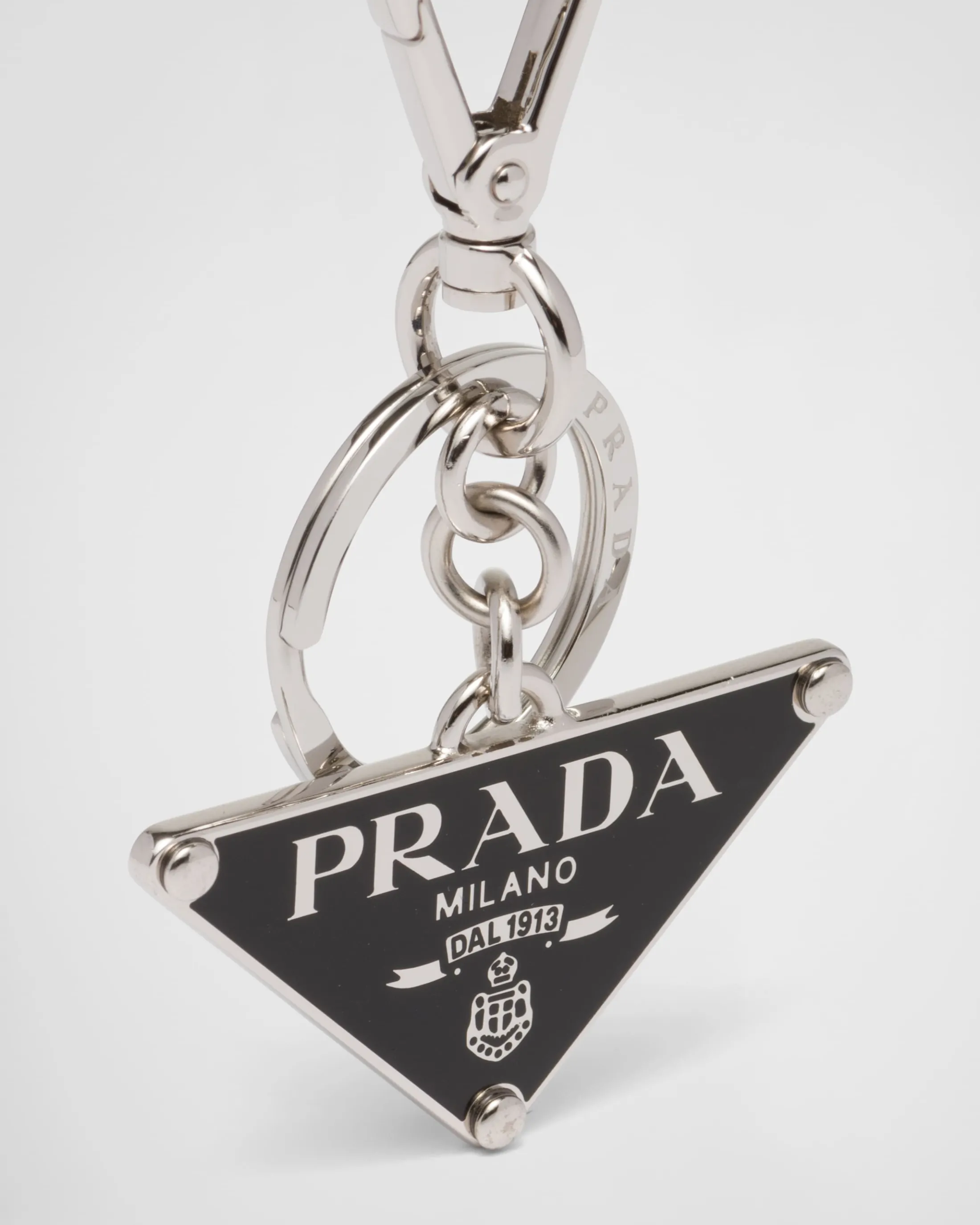 Prada Metal keychain Black Outlet