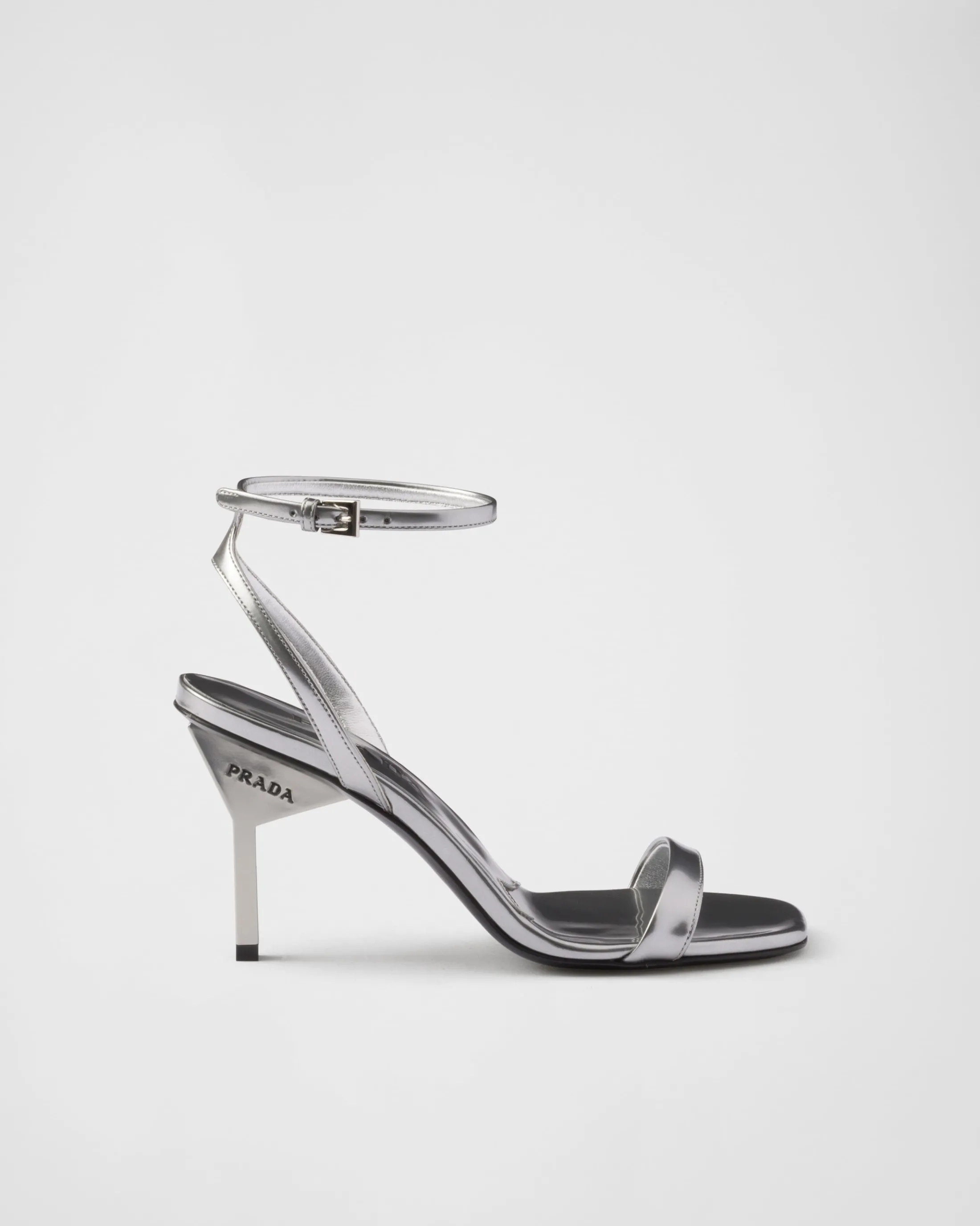 Prada Metallic leather sandals Silver New