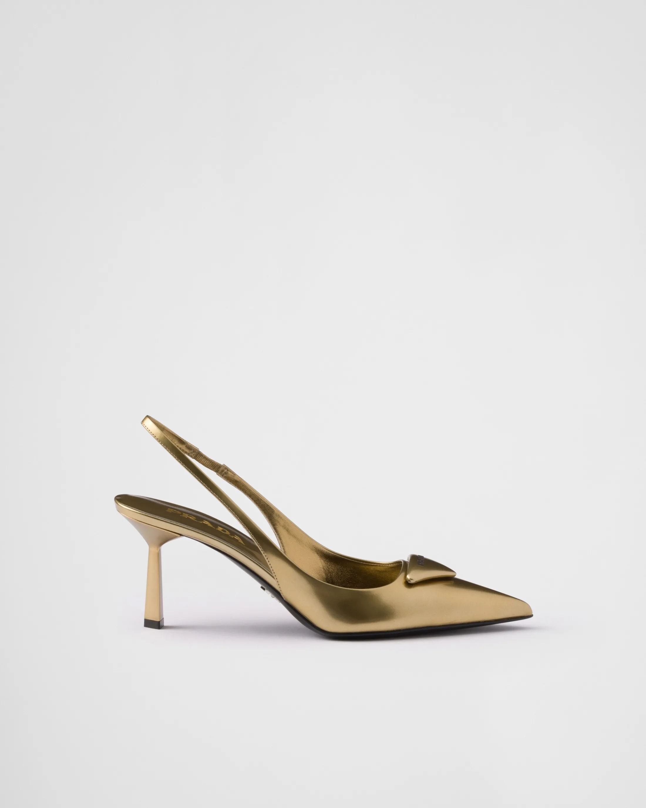 Prada Metallic leather slingback pumps Platinum Shop