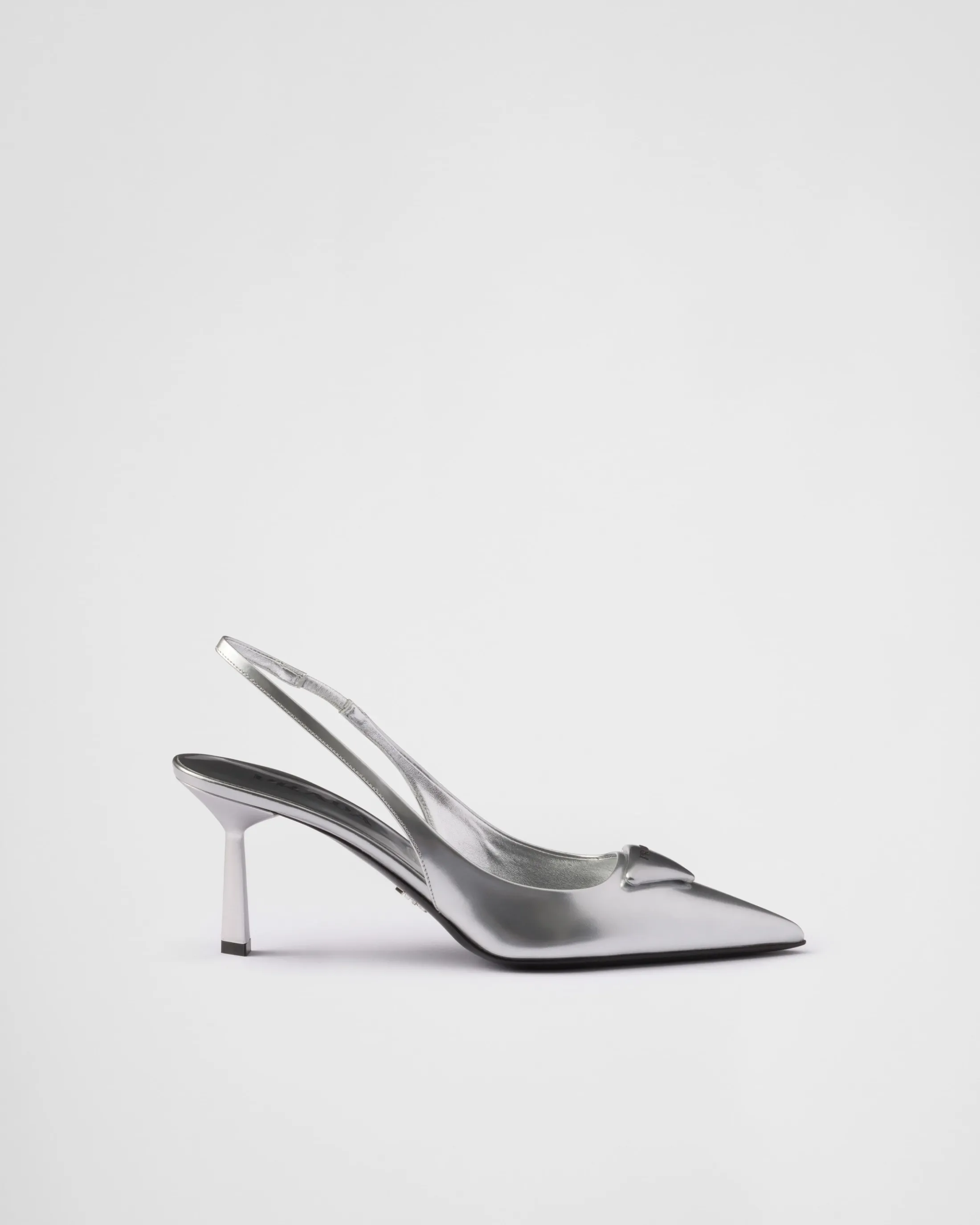 Prada Metallic leather slingback pumps Silver Discount