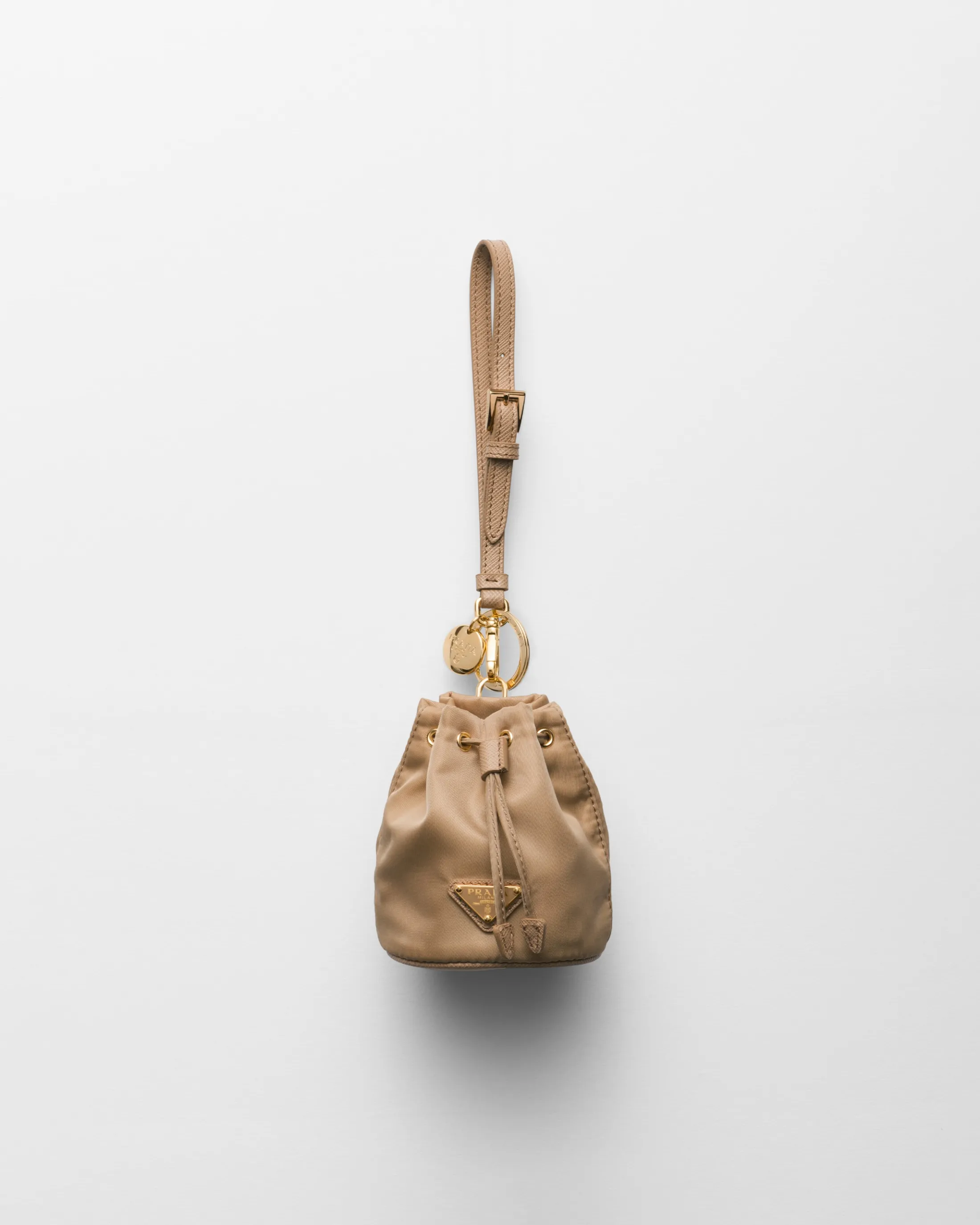 Prada Mini Icon Re-Nylon bag charm Camel Hot