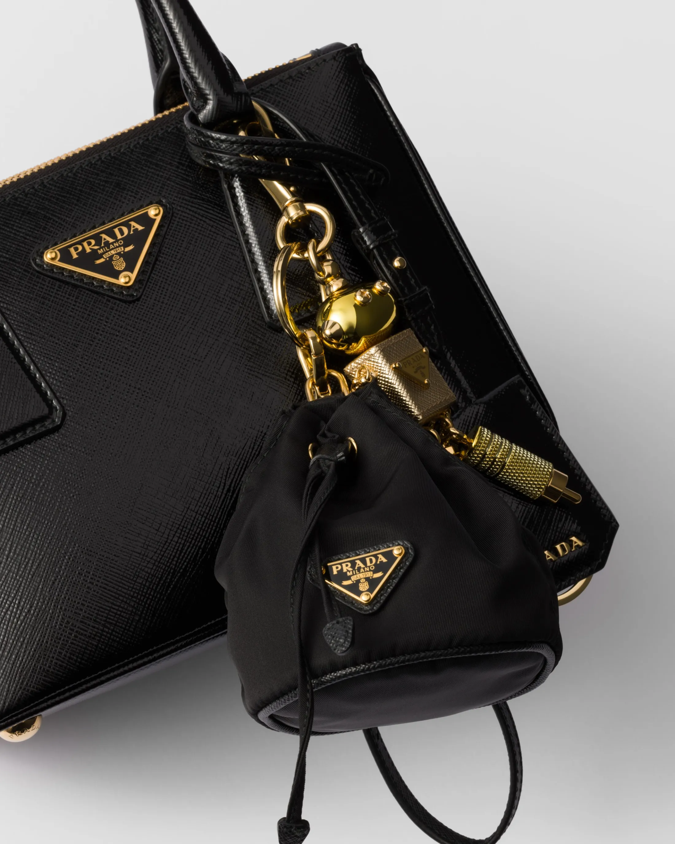 Prada Mini Icon Re-Nylon bag charm Black Outlet