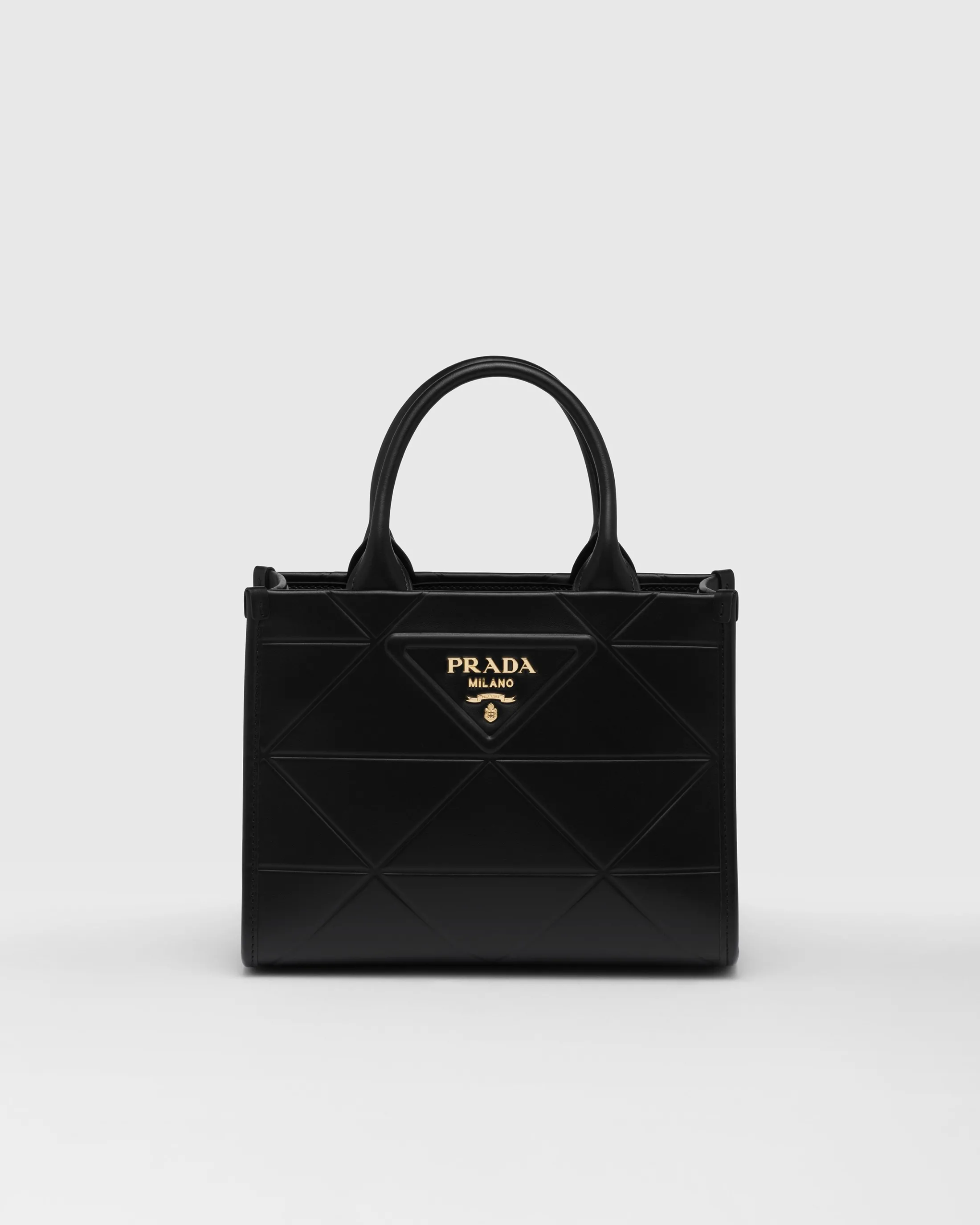 Prada Mini Symbole leather bag with stitching Black Cheap