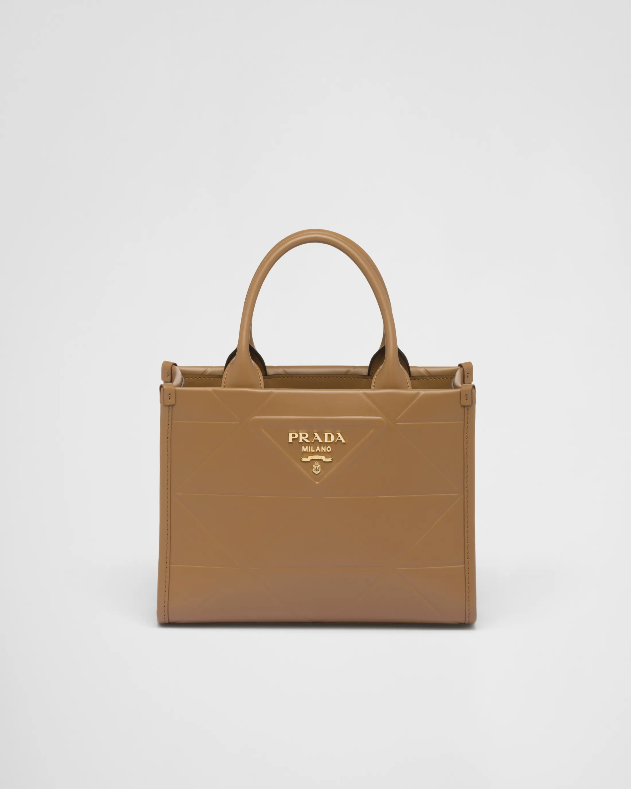 Prada Mini Symbole leather bag with stitching Caramel Clearance