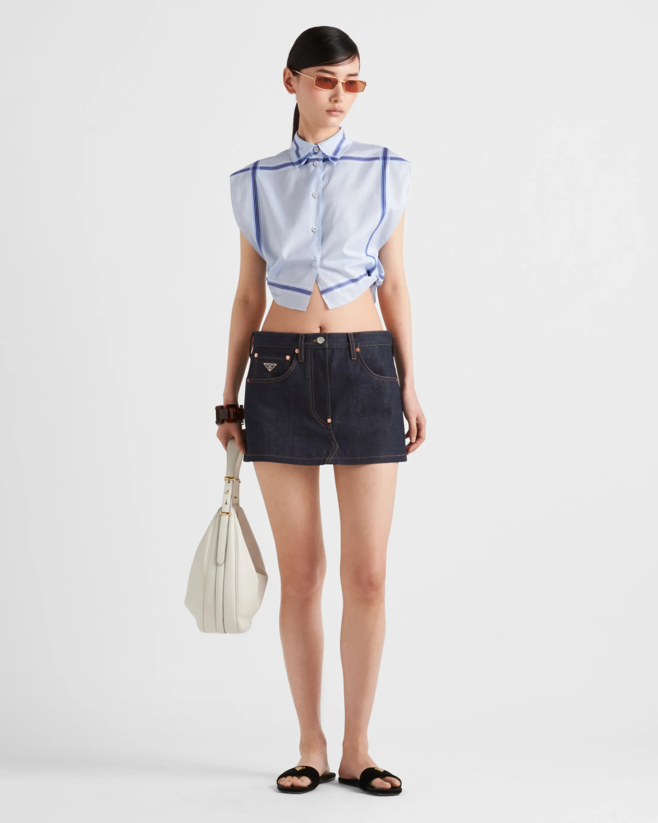 Prada Miniskirt in selvedge denim Navy New