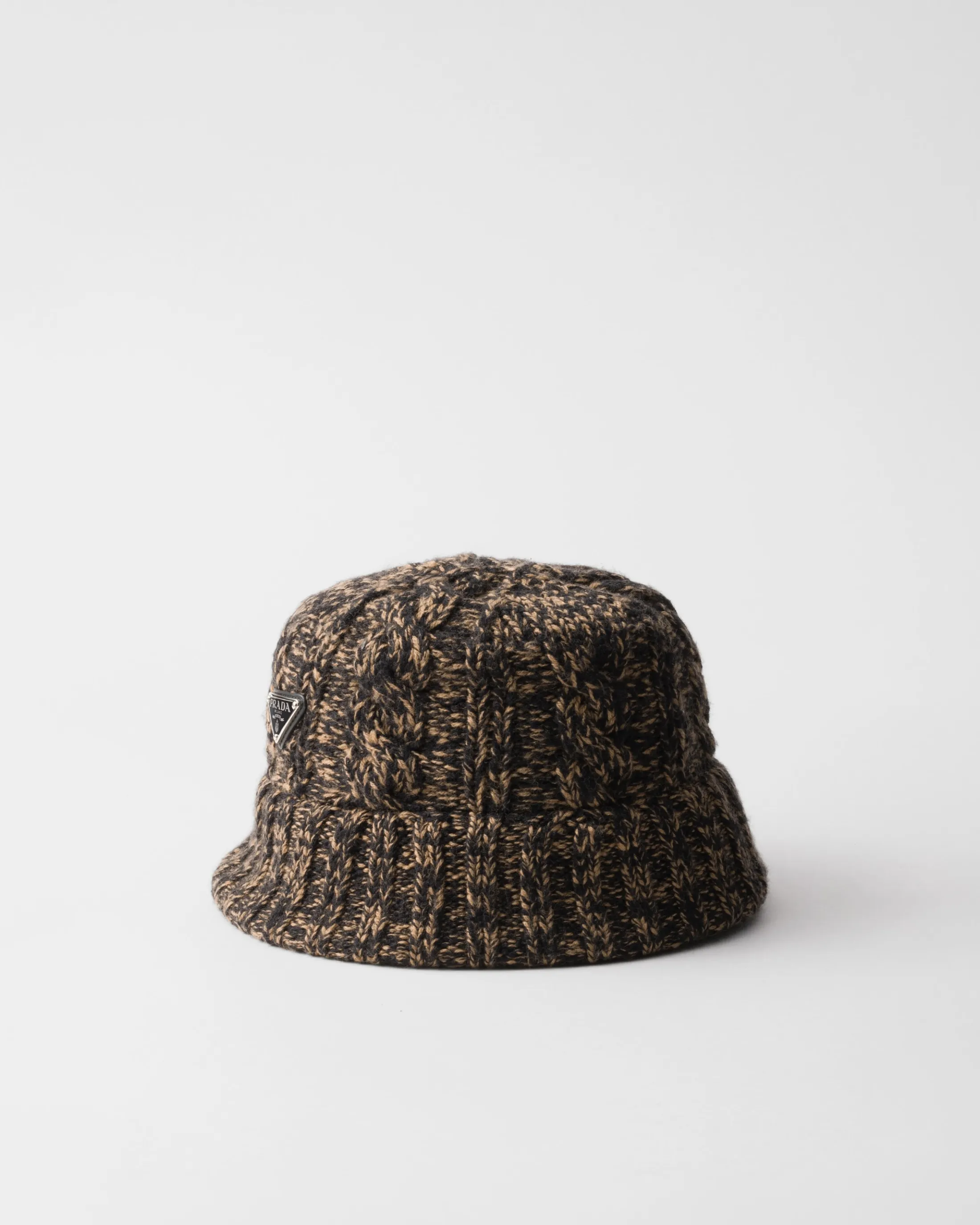 Prada Mélange wool bucket hat Black/camel Best Sale