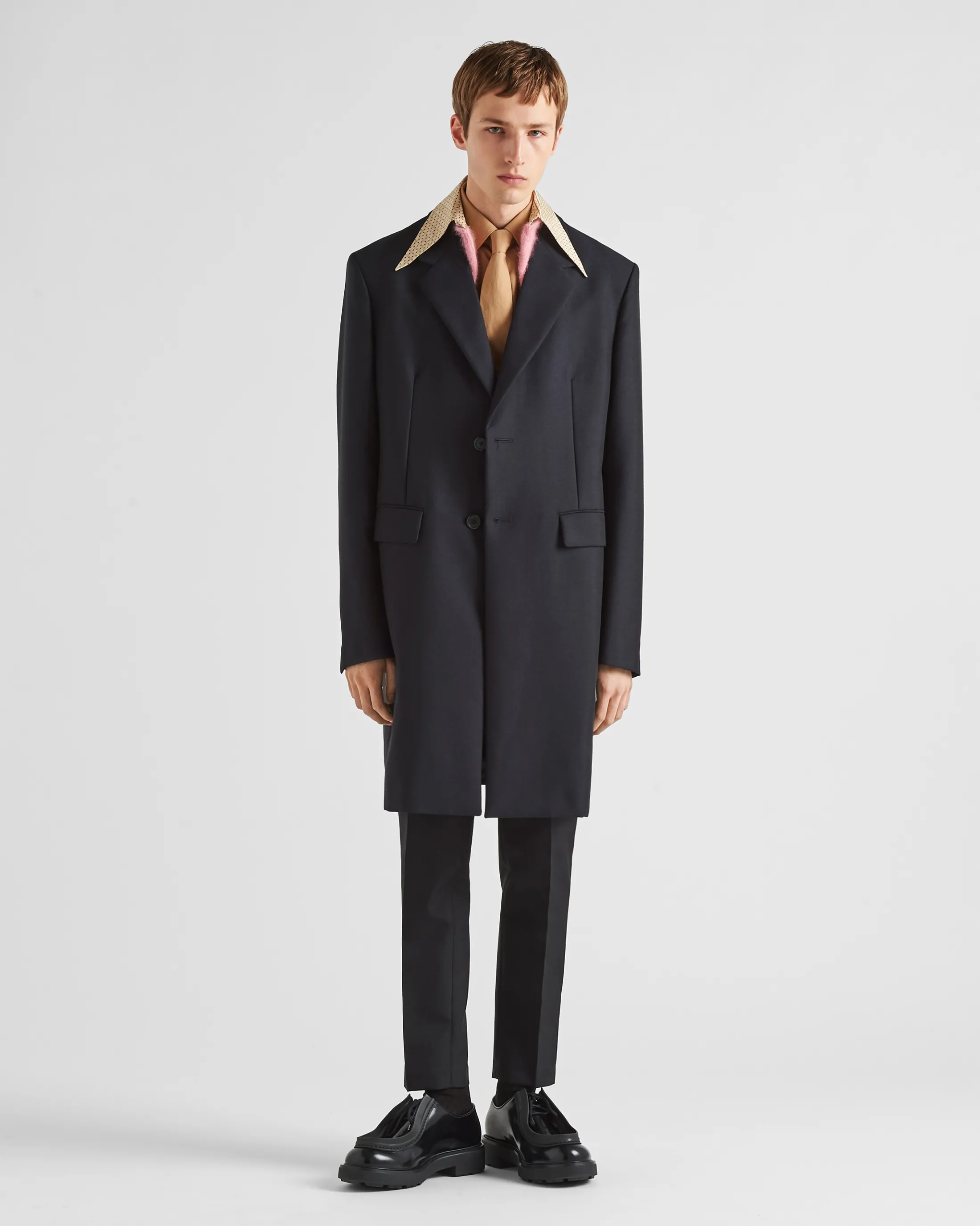 Prada Mohair wool coat with collar Navy Sale