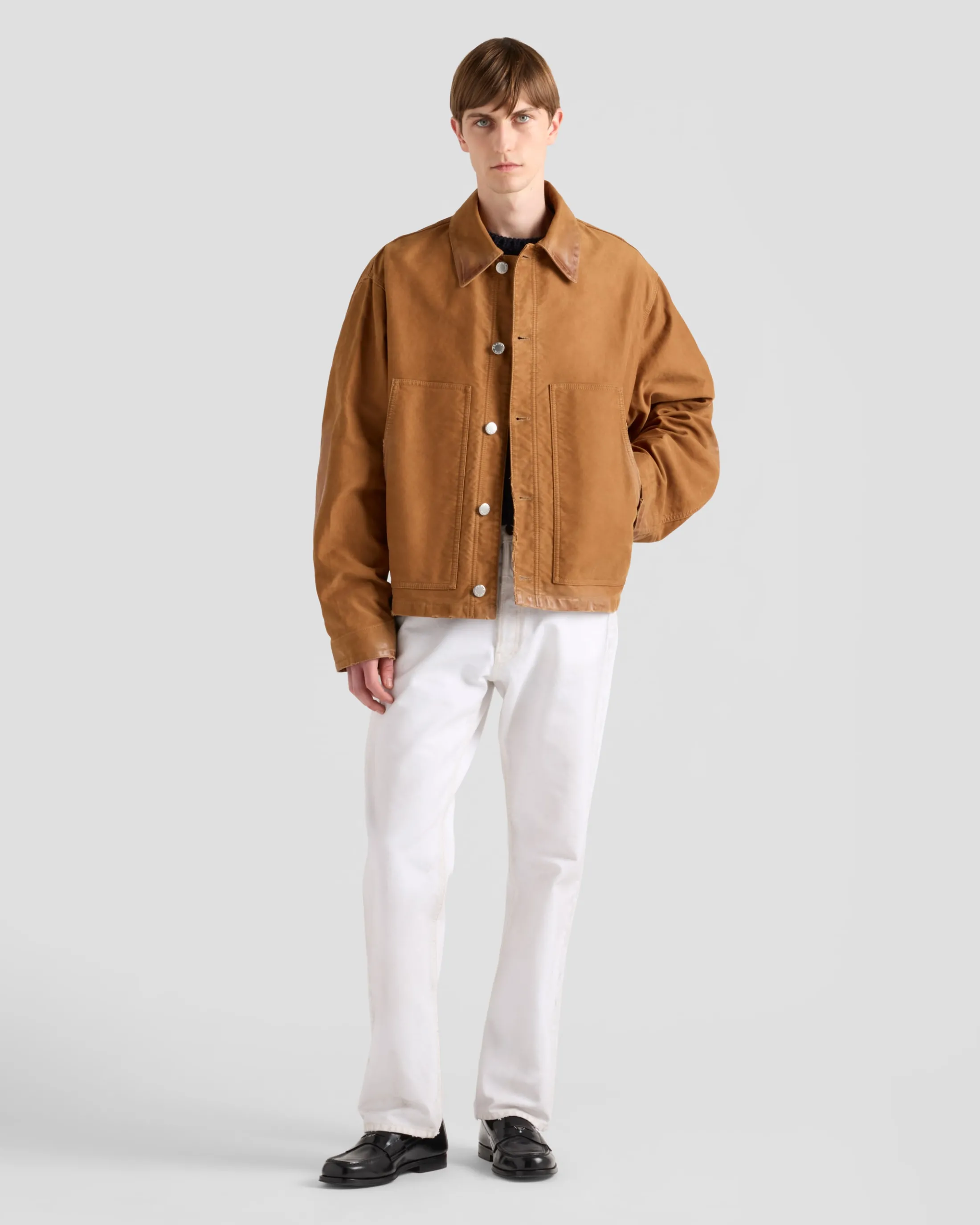 Prada Moleskin blouson jacket Brown Fashion