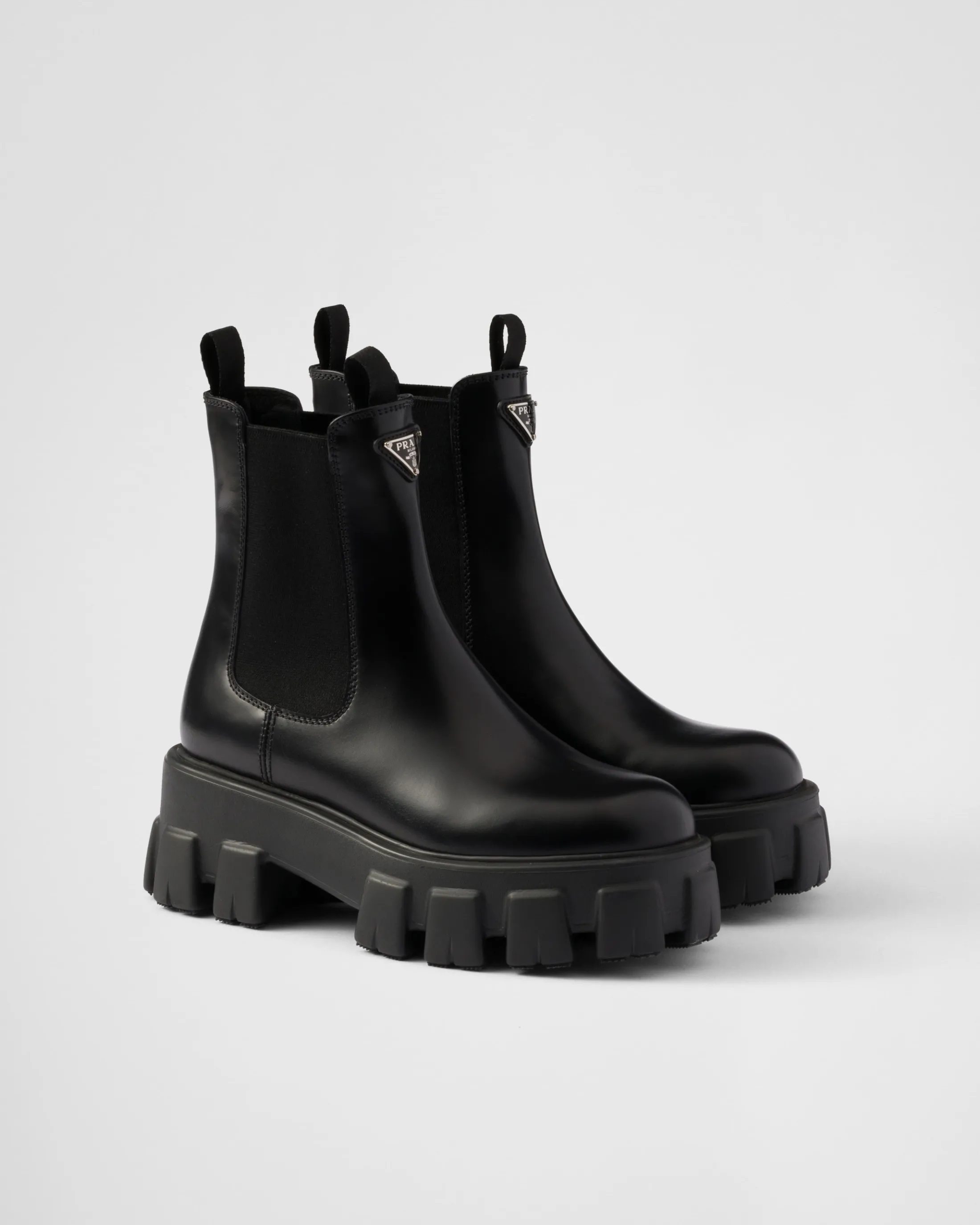 Prada Monolith brushed leather Chelsea boots Black Store