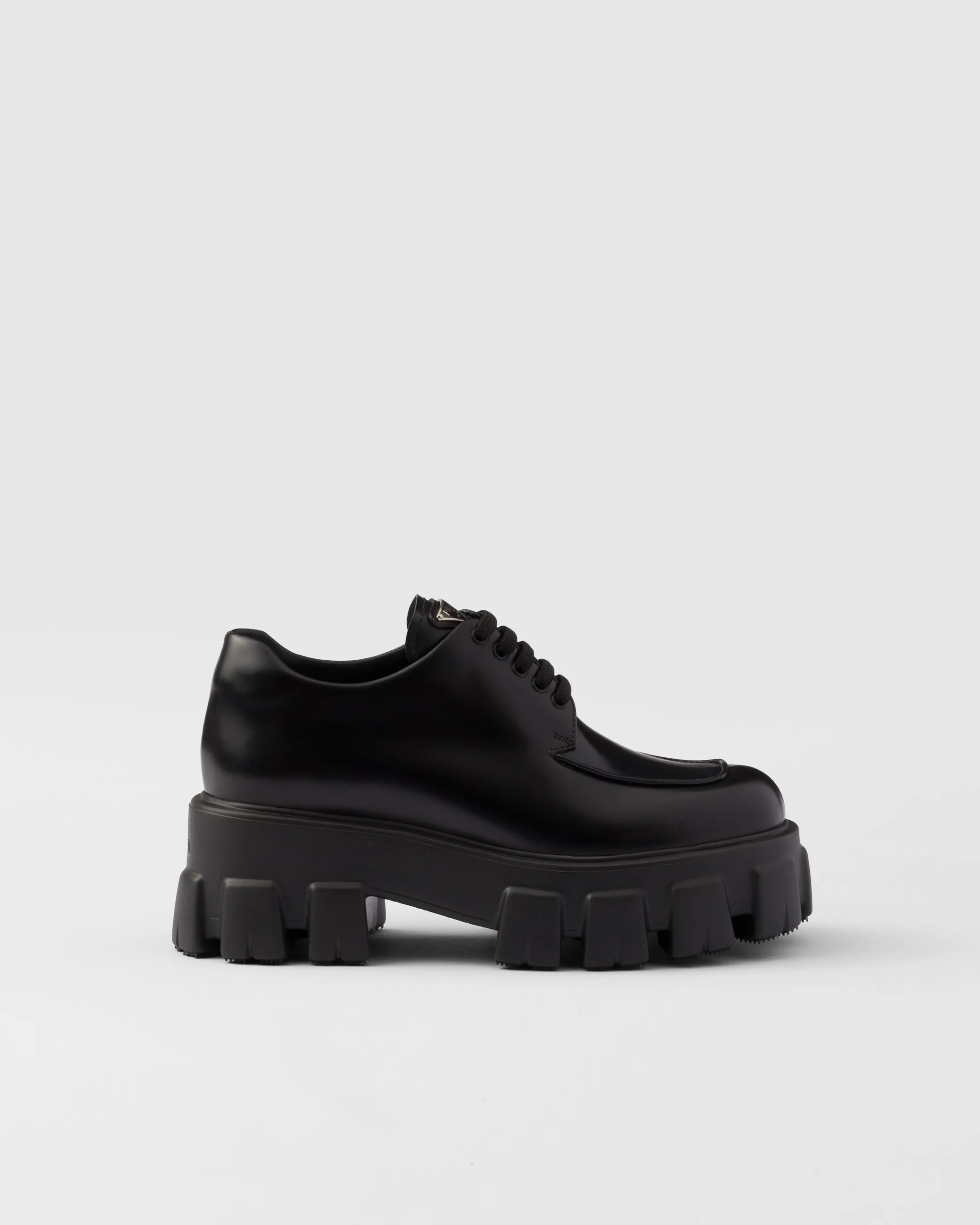 Prada Monolith brushed leather lace-up shoes Black Outlet