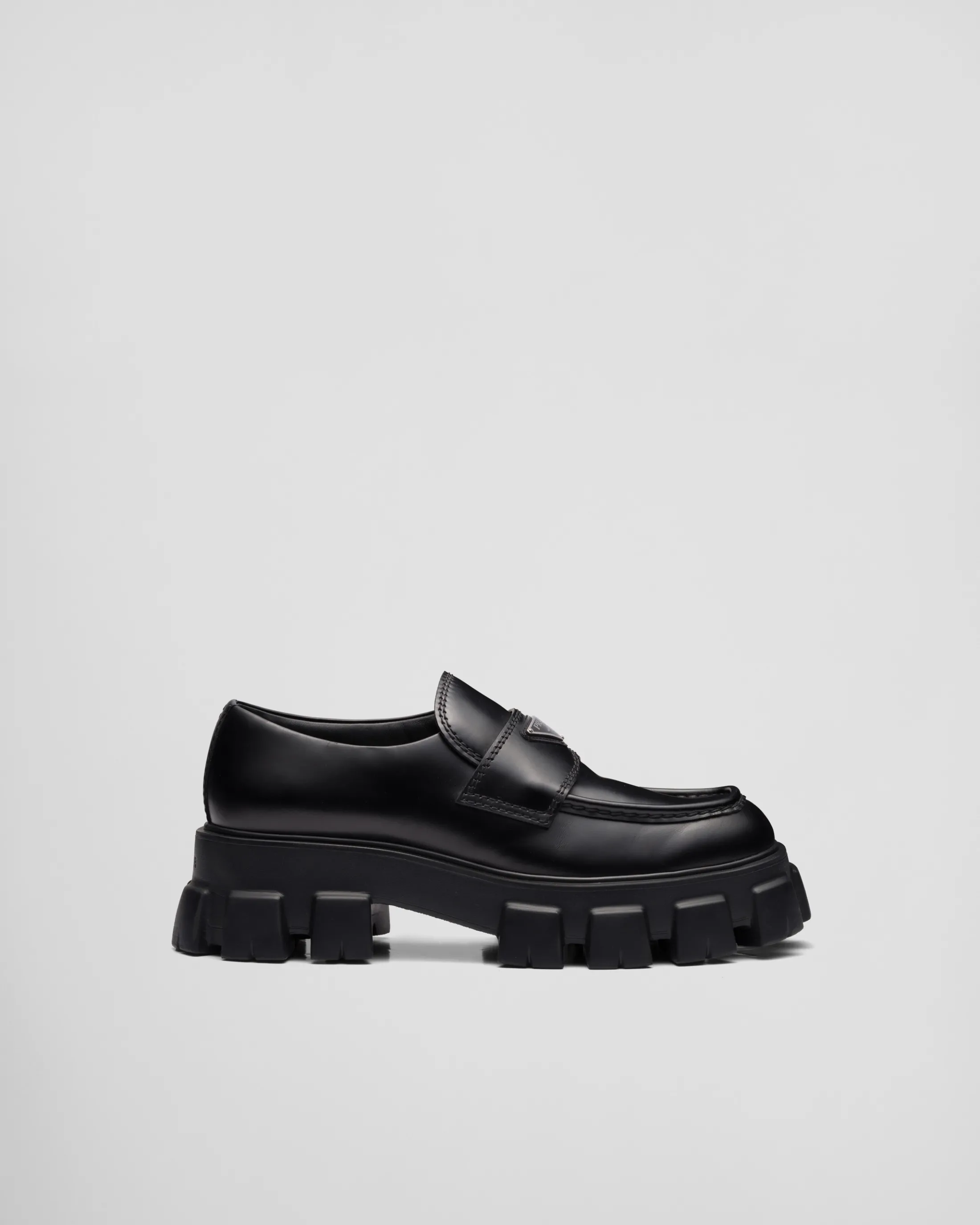 Prada Monolith brushed leather loafers Black Online