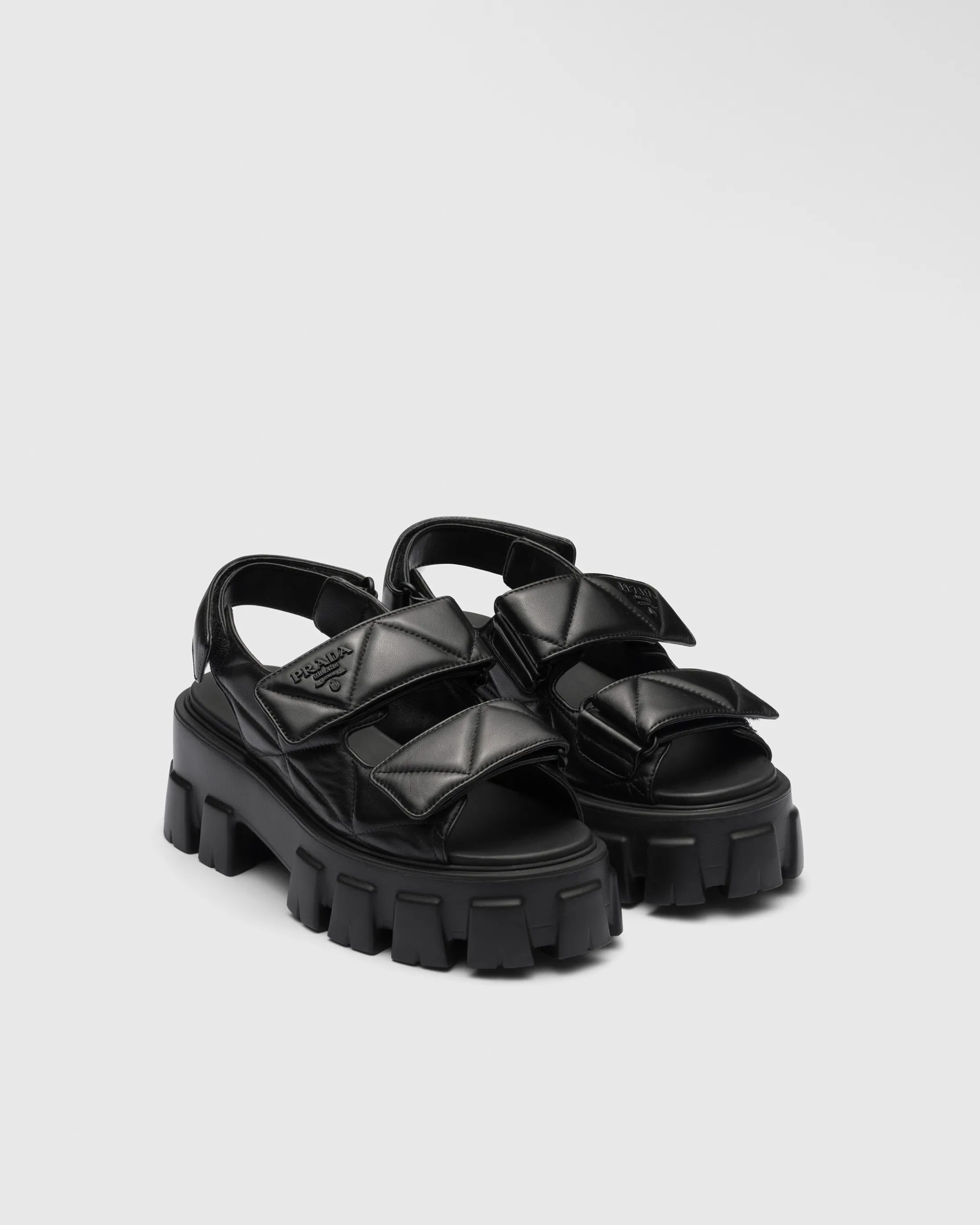 Prada Monolith nappa leather sandals Black Outlet